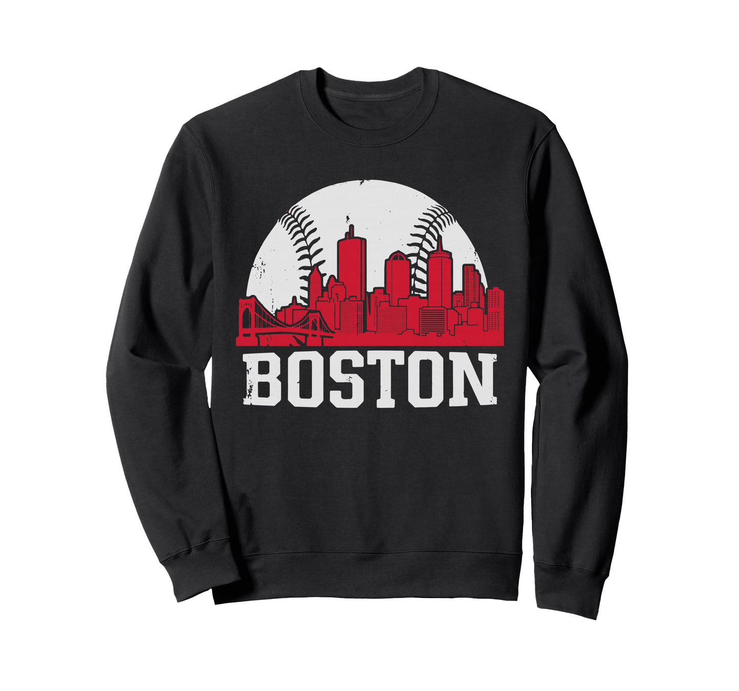 Boston Lovers Skyline Baseball Sweatshirt - Graphic Print Men Women - T-Shirt, Sweatshirt, Hoodie