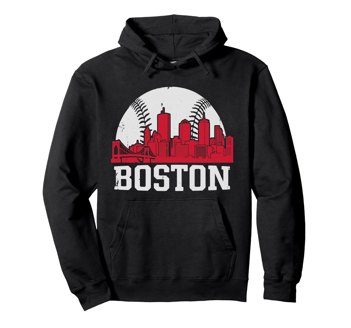 Boston Lovers Skyline Baseball Heartbeat Hoodie - Trendy Graphic for Adults - T-Shirt, Sweatshirt, Hoodie