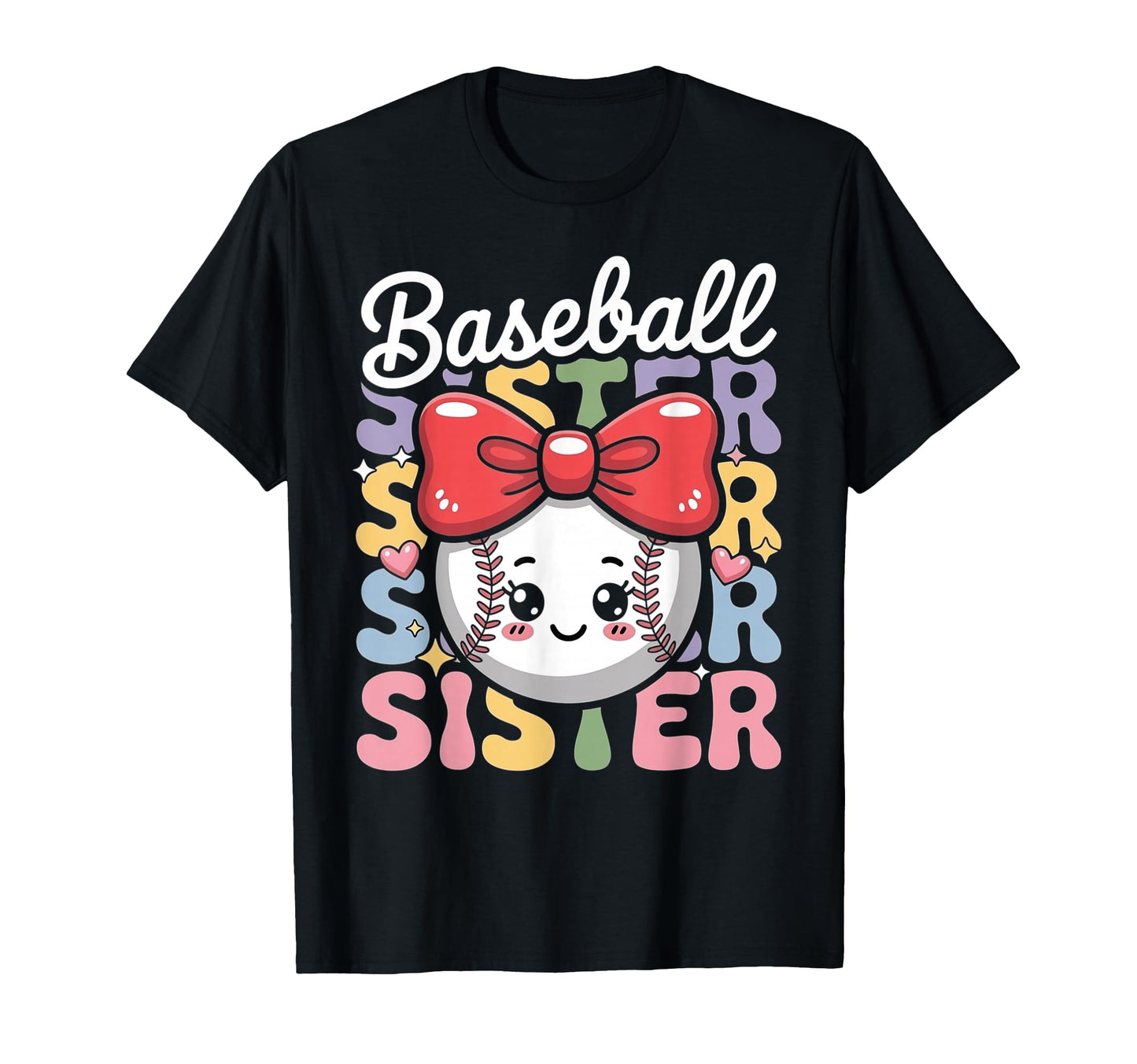 Kawaii Coquette Bow Baseball Sister T-Shirt - Custom Art Print Men Women - T-Shirt, Sweatshirt, Hoodie