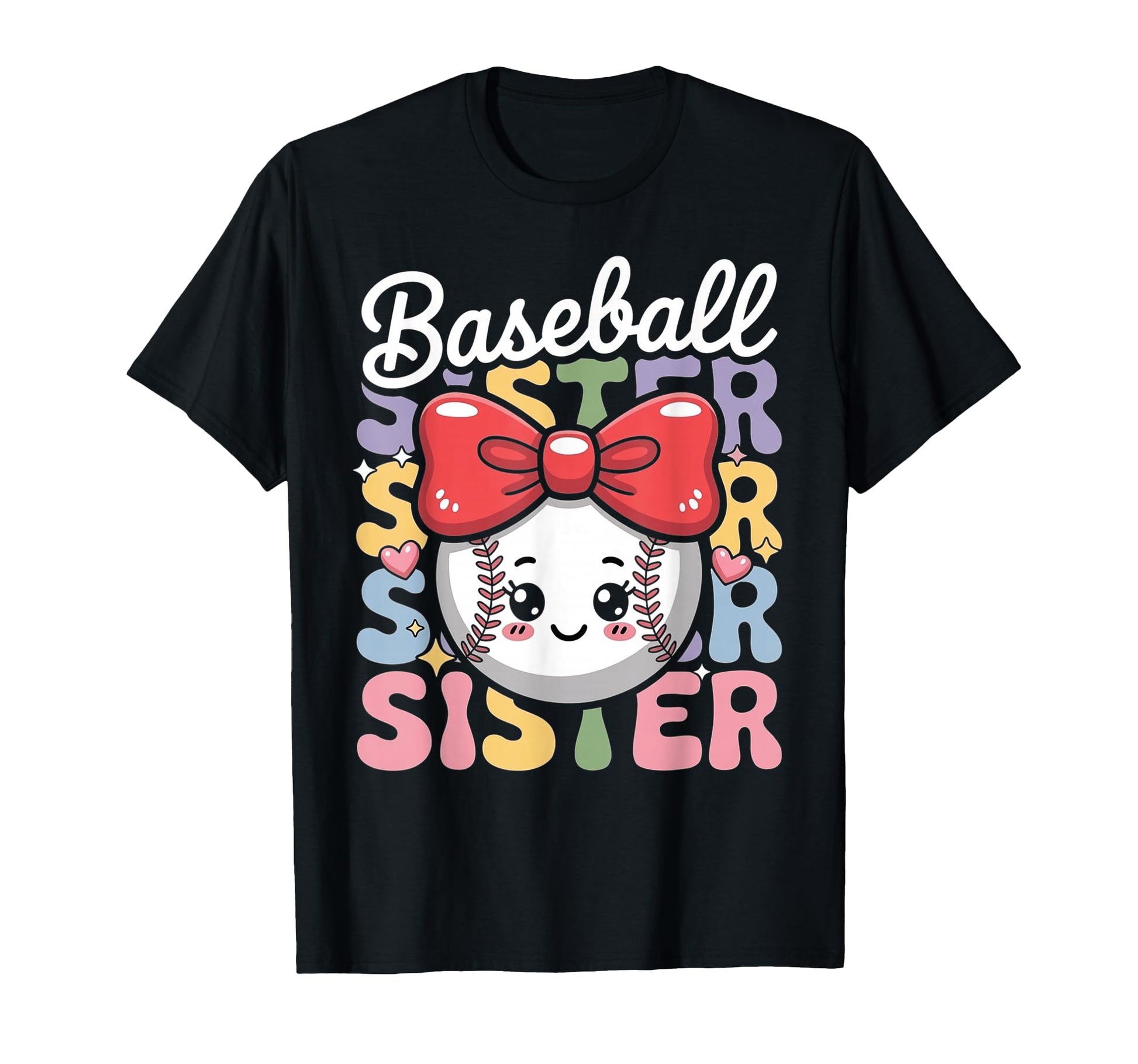 Kawaii Coquette Bow Baseball Sister T-Shirt - Custom Art Print Men Women - T-Shirt, Sweatshirt, Hoodie