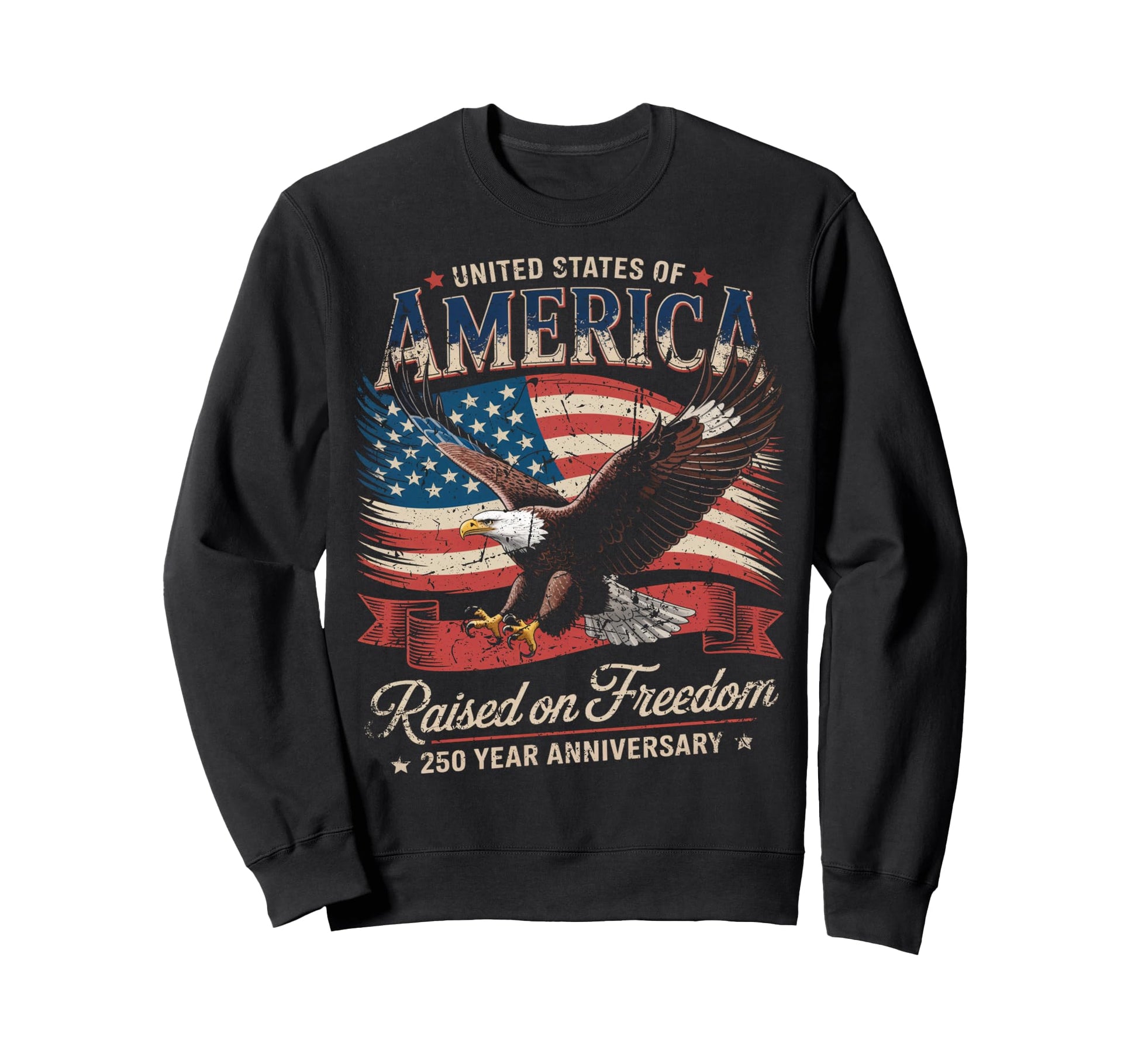 United States Anniversary American Flag Sweatshirt - Unique Graphic Unisex - T-Shirt, Sweatshirt, Hoodie
