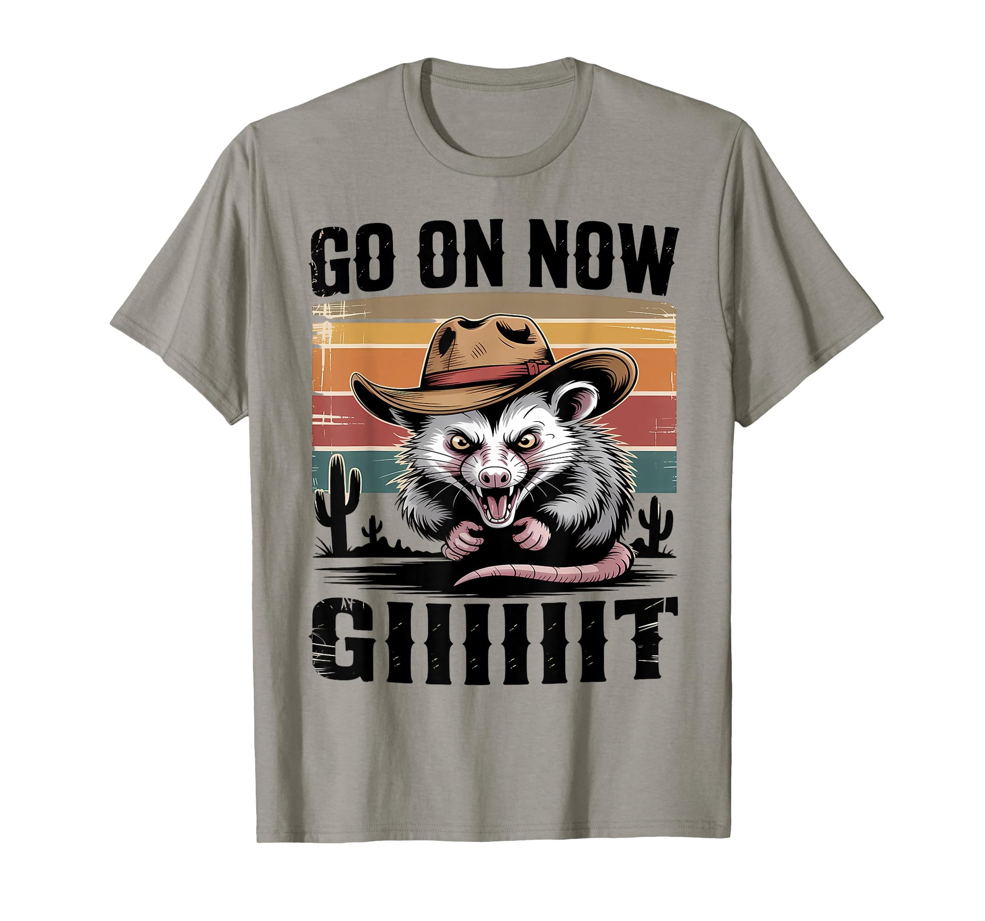 Go Now Git Western Country Possum Cowboy T-Shirt - Graphic Print Unisex - T-Shirt, Sweatshirt, Hoodie