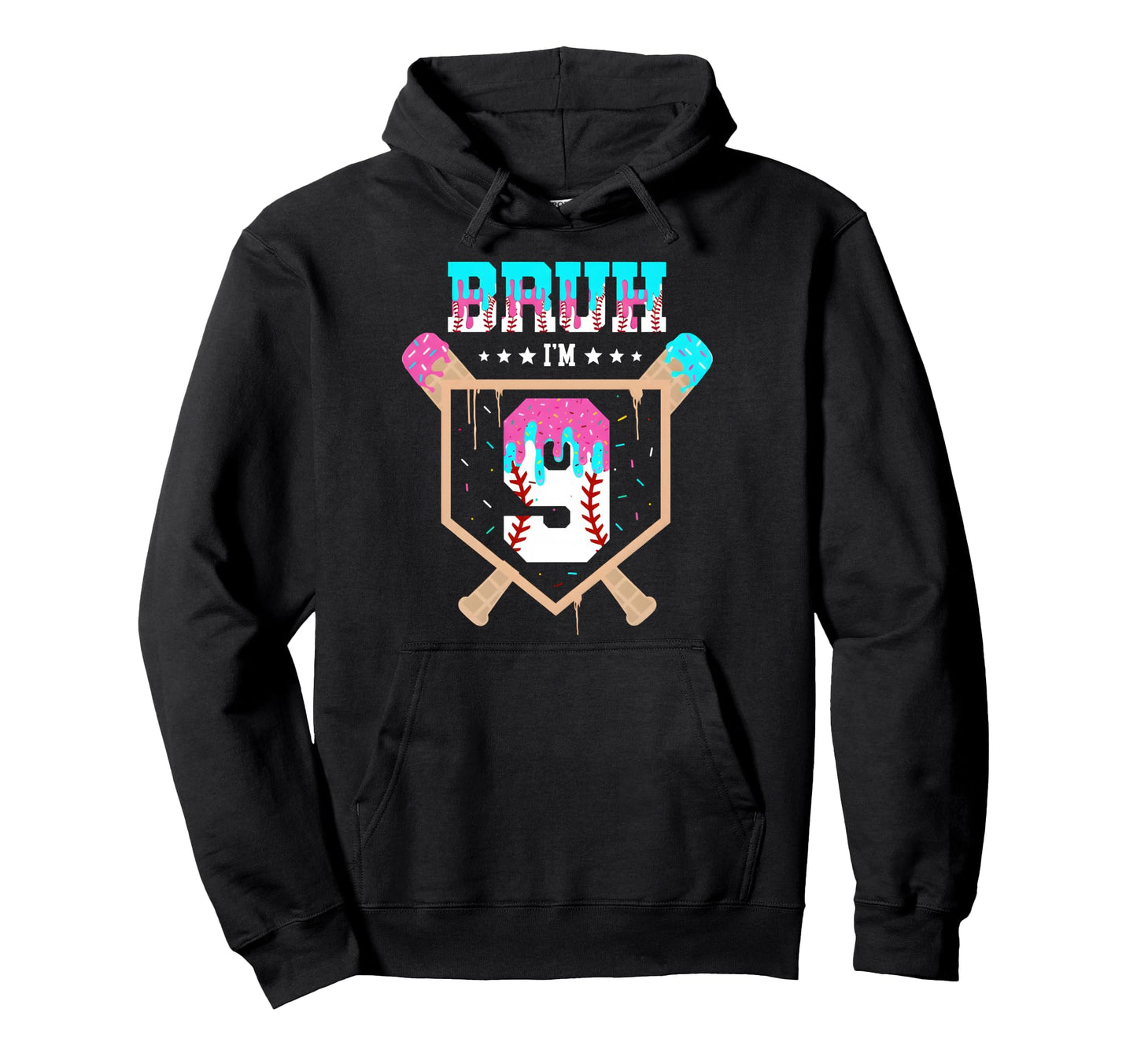Baseball 9 Year Old Ice Cream Drip 9Th Hoodie - Minimalist Print Men Women - T-Shirt, Sweatshirt, Hoodie