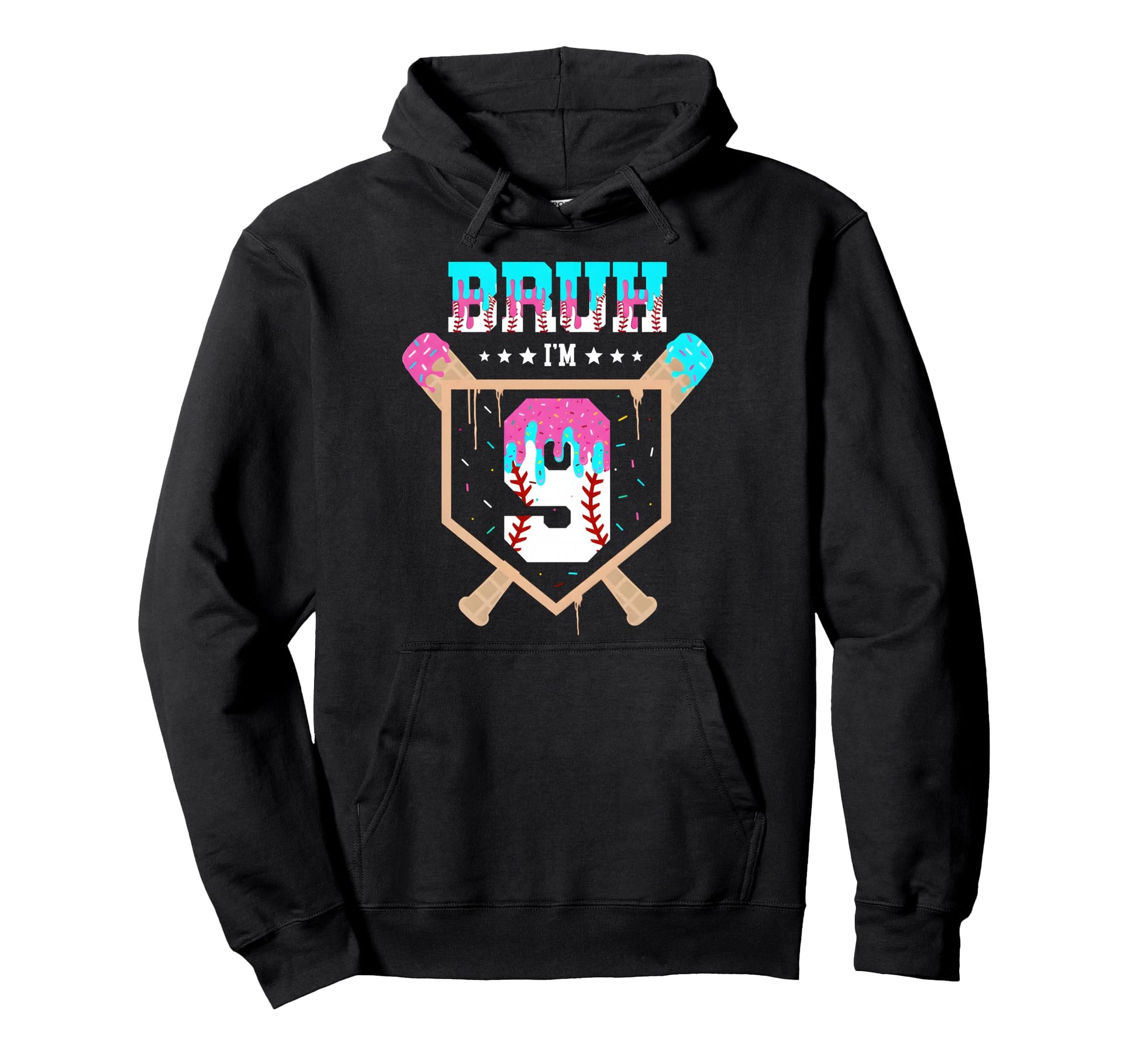 Baseball 9 Year Old Ice Cream Drip 9Th Hoodie - Minimalist Print Men Women - T-Shirt, Sweatshirt, Hoodie