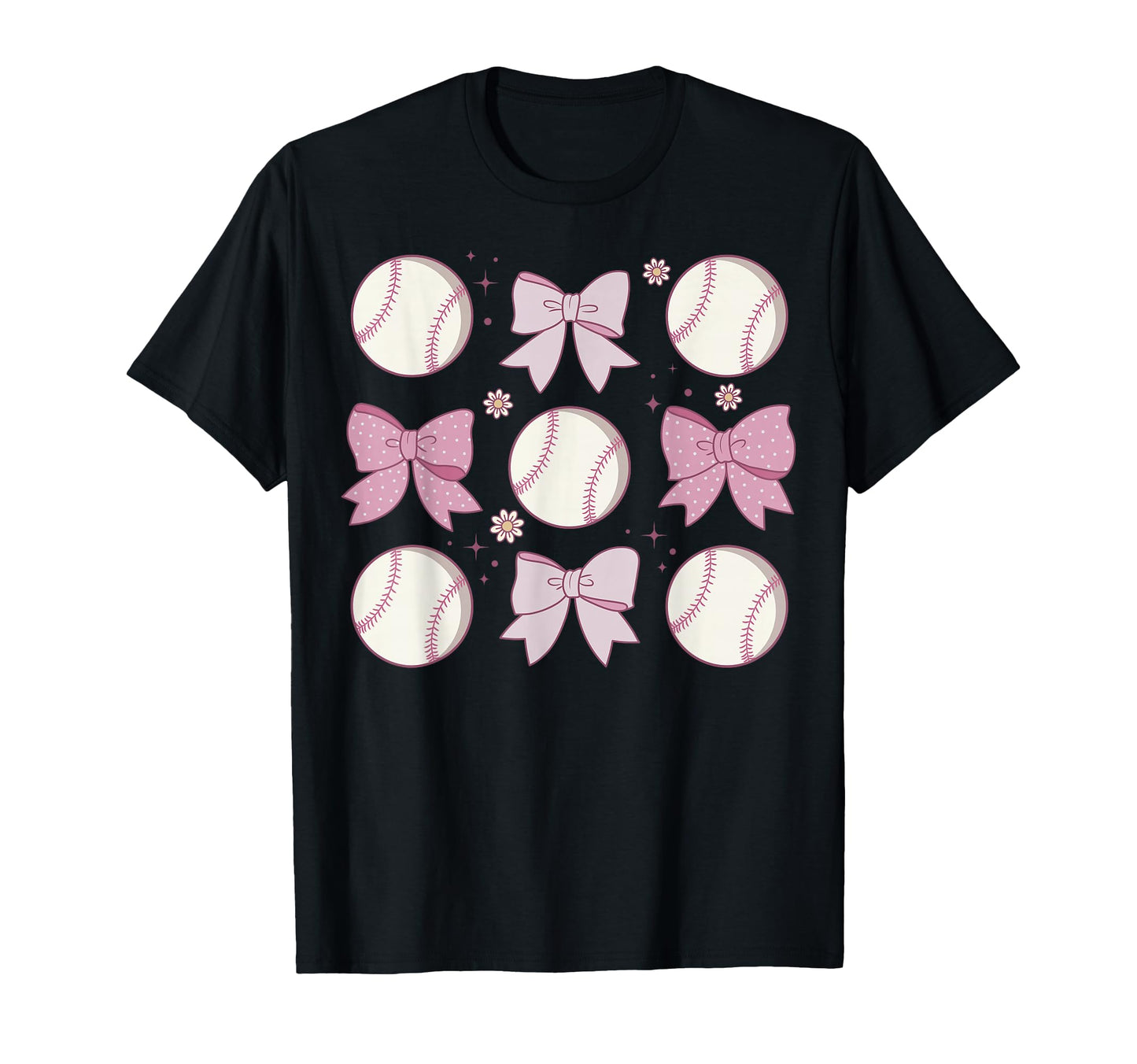 Coquette Bow Baseball Balls Sport T-Shirt - Unique Graphic for Adults - T-Shirt, Sweatshirt, Hoodie