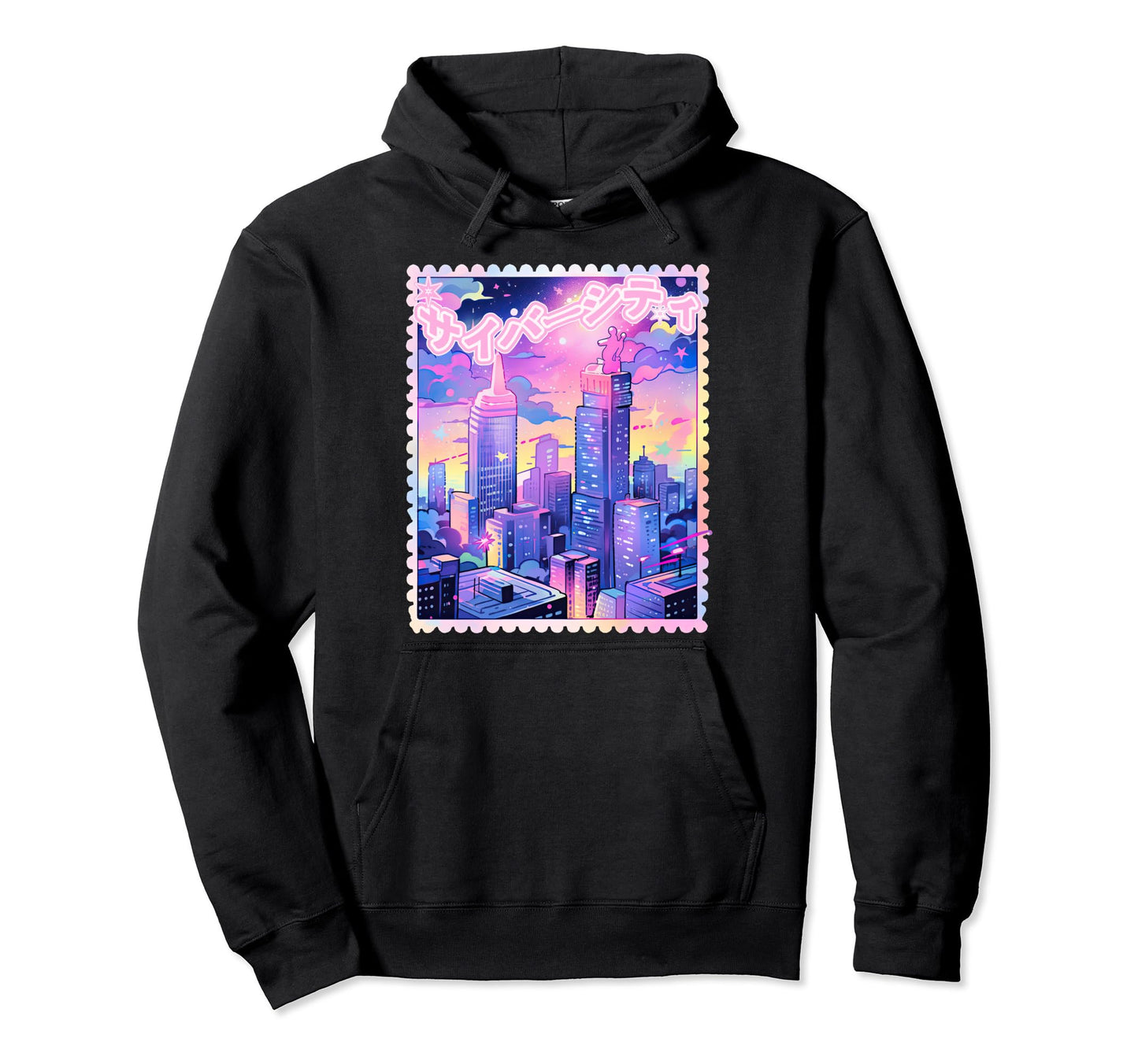 Y2K Cyber City Retrofuturism Pastel Hoodie - Novelty Apparel for Adults - T-Shirt, Sweatshirt, Hoodie