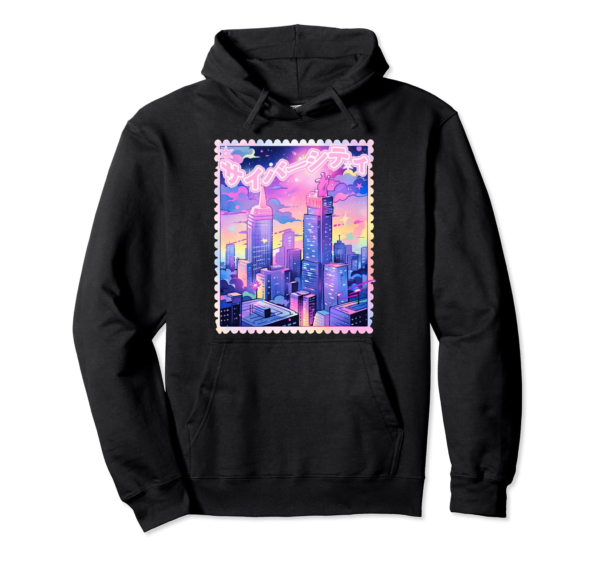 Y2K Cyber City Retrofuturism Pastel Hoodie - Novelty Apparel for Adults - T-Shirt, Sweatshirt, Hoodie