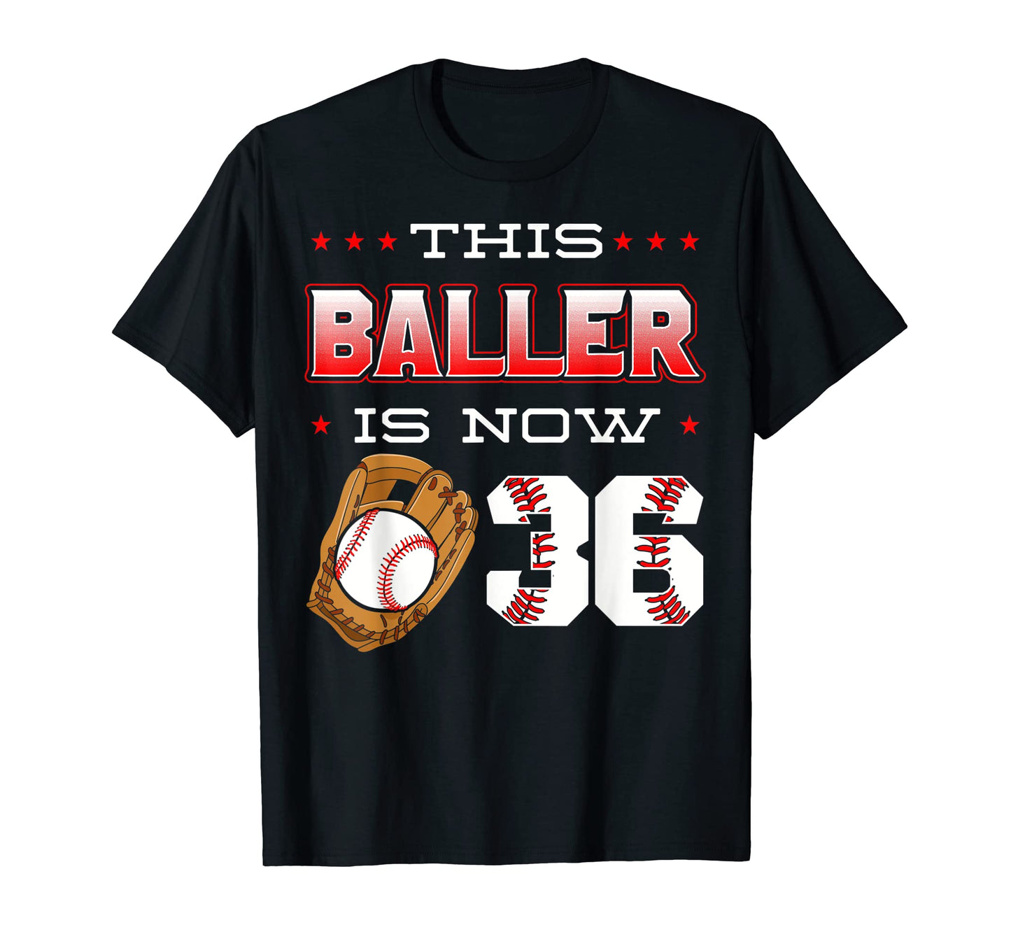 This Baller Is Now 36 Baseball Birthday T-Shirt - Novelty Apparel Unisex - T-Shirt, Sweatshirt, Hoodie