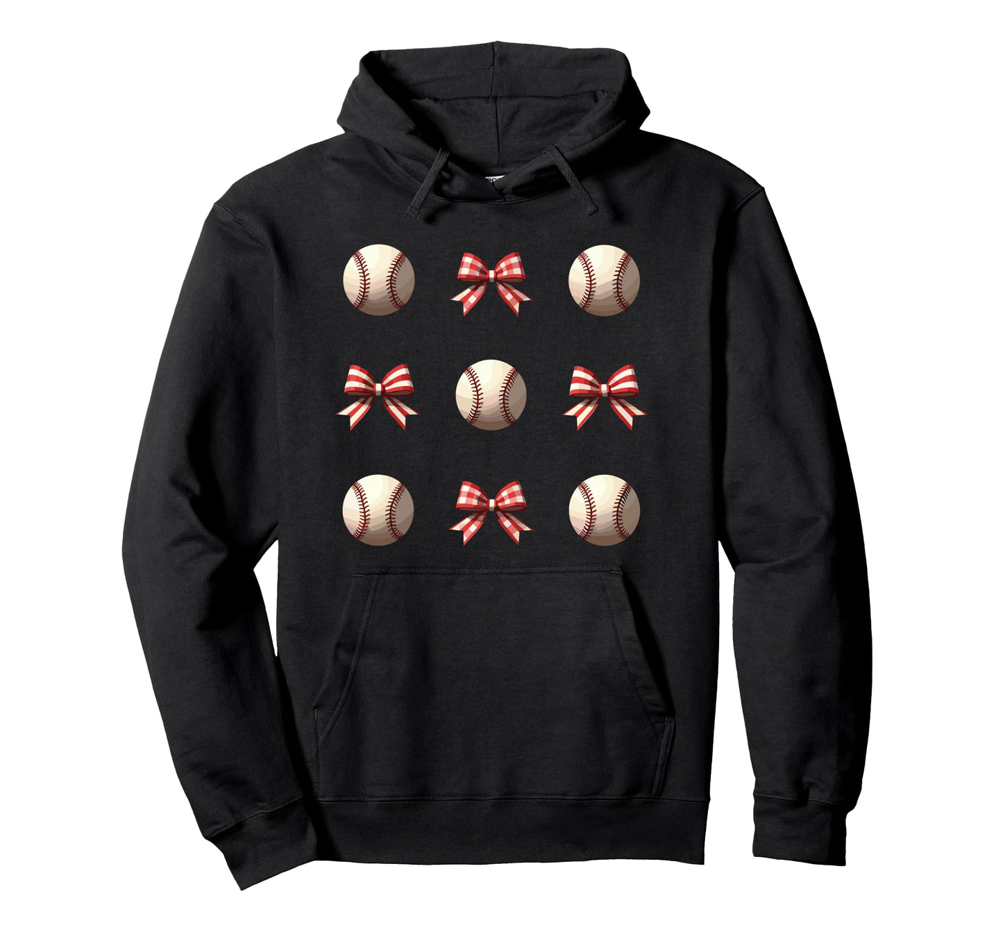 Baseball Coquette Bow Funny Bow Baseball Hoodie - Graphic Print for Adults - T-Shirt, Sweatshirt, Hoodie