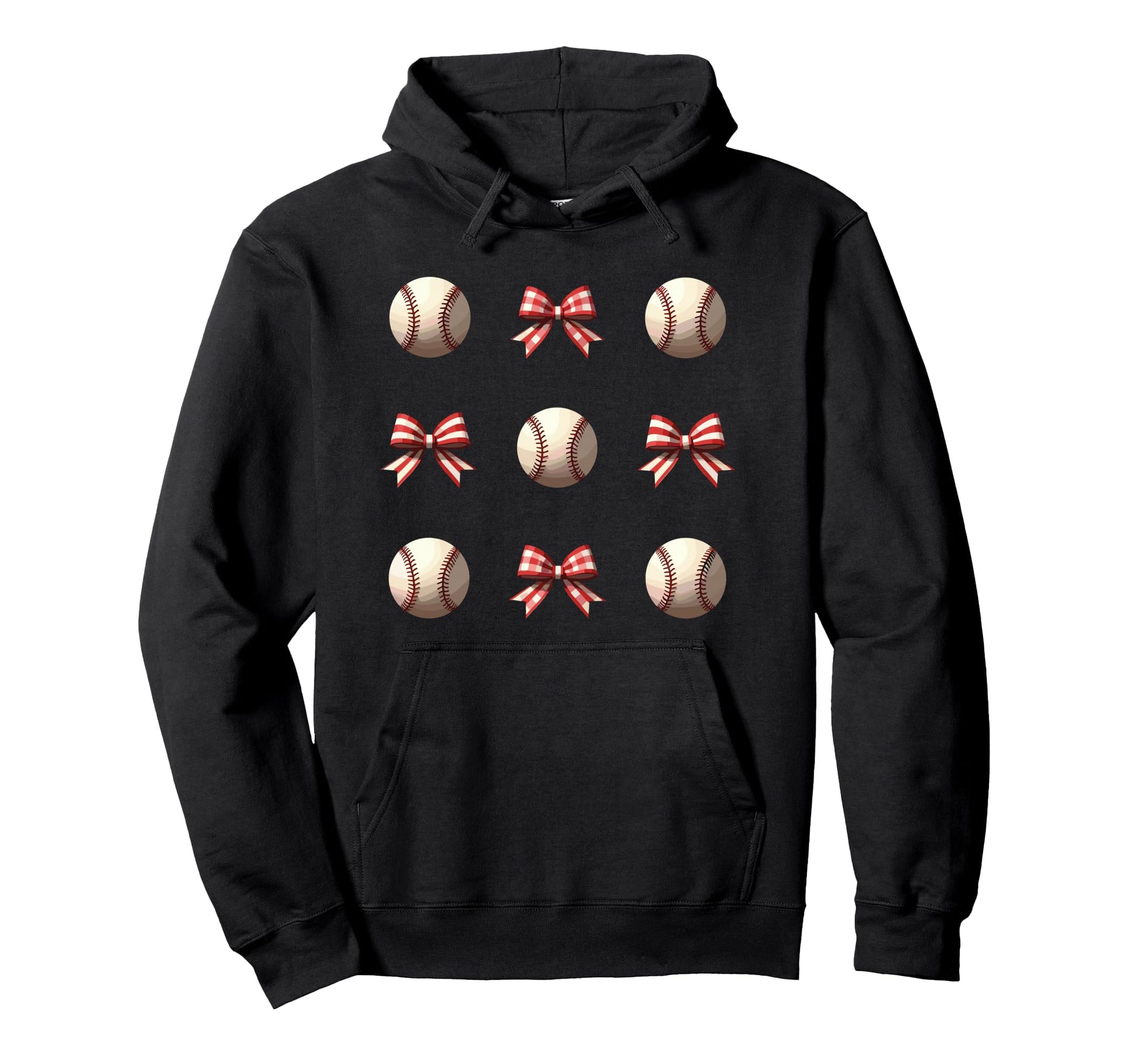 Baseball Coquette Bow Funny Bow Baseball Hoodie - Graphic Print for Adults - T-Shirt, Sweatshirt, Hoodie