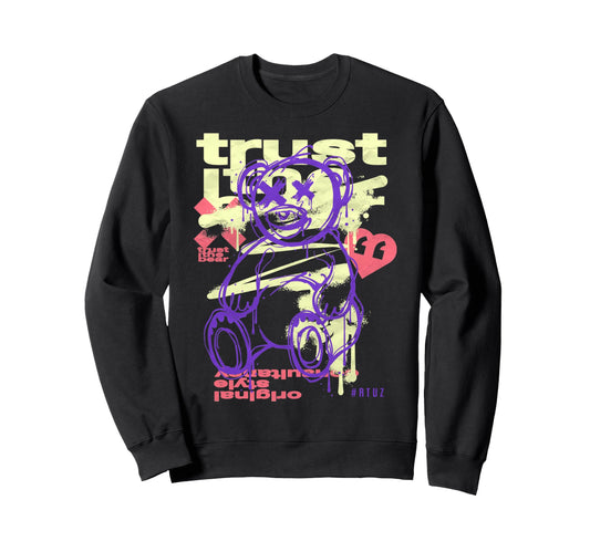 Aesthetic Streetwear Teddy Bear Sweatshirt - Trendy Graphic for Adults - T-Shirt, Sweatshirt, Hoodie