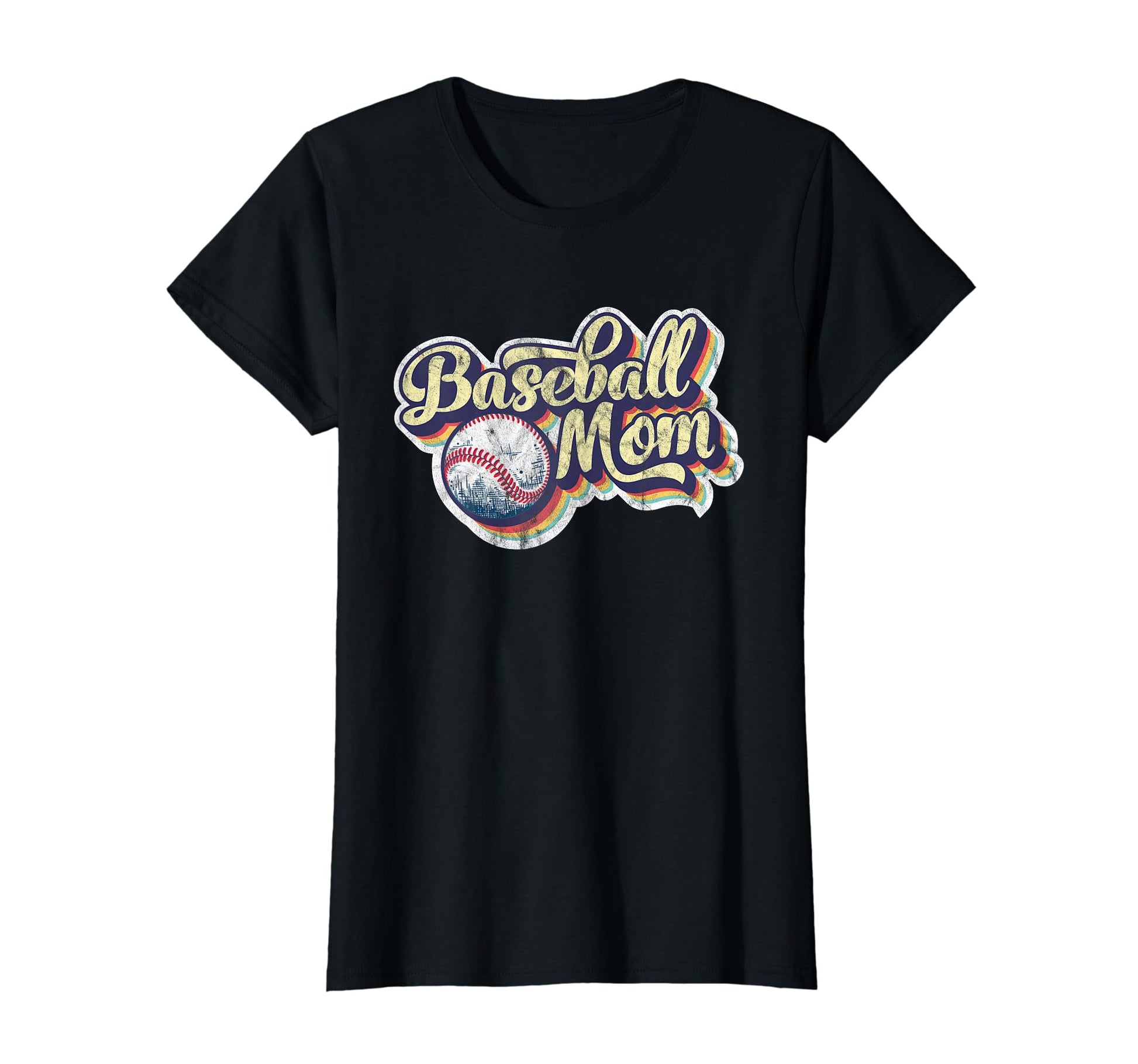 Baseball Mom Distressed Mothers Day Present T-Shirt - Graphic Print Unisex - T-Shirt, Sweatshirt, Hoodie