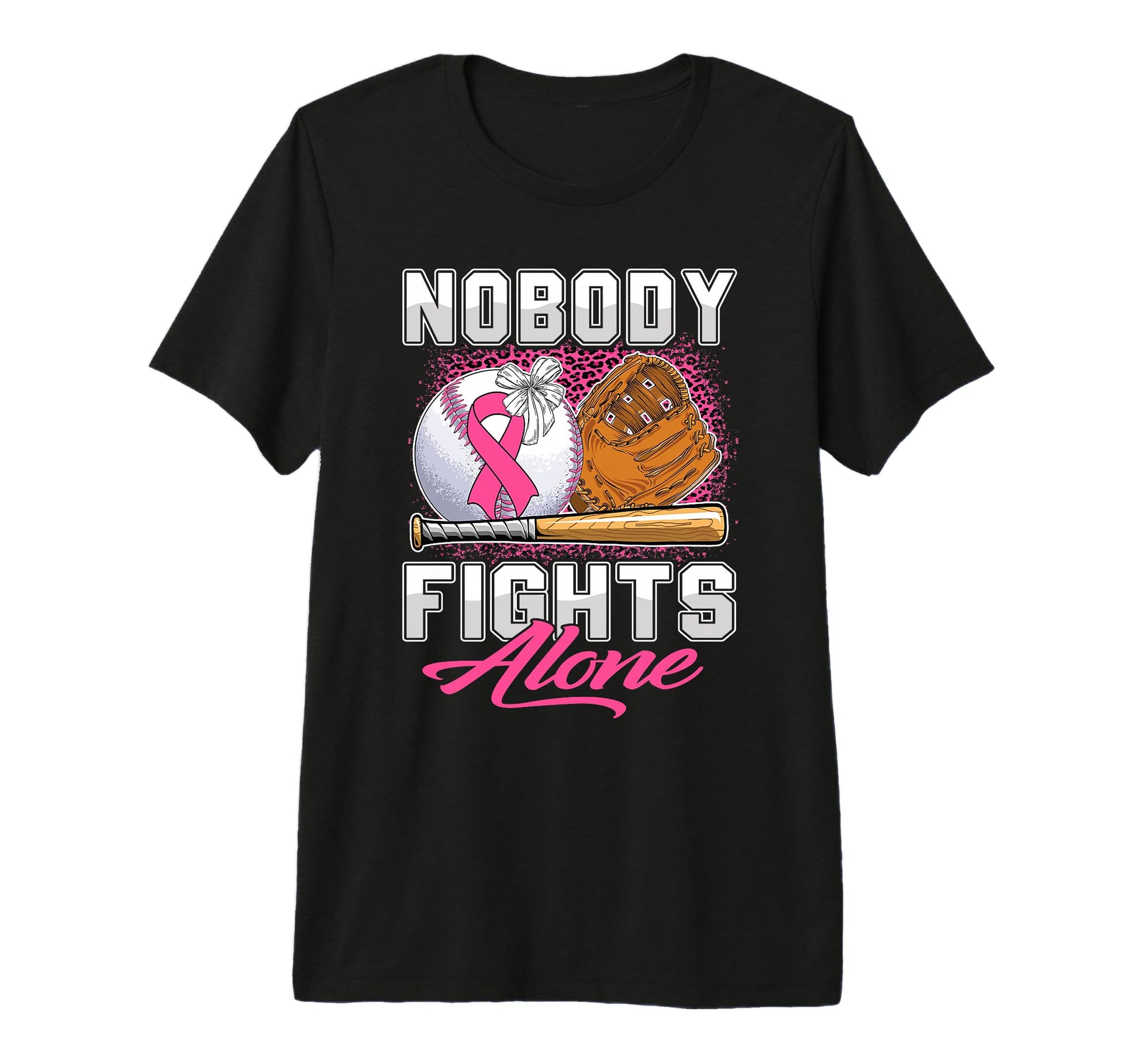 Nobody Fights Alone Breast Cancer T-Shirt - Aesthetic Graphic Men Women - T-Shirt, Sweatshirt, Hoodie