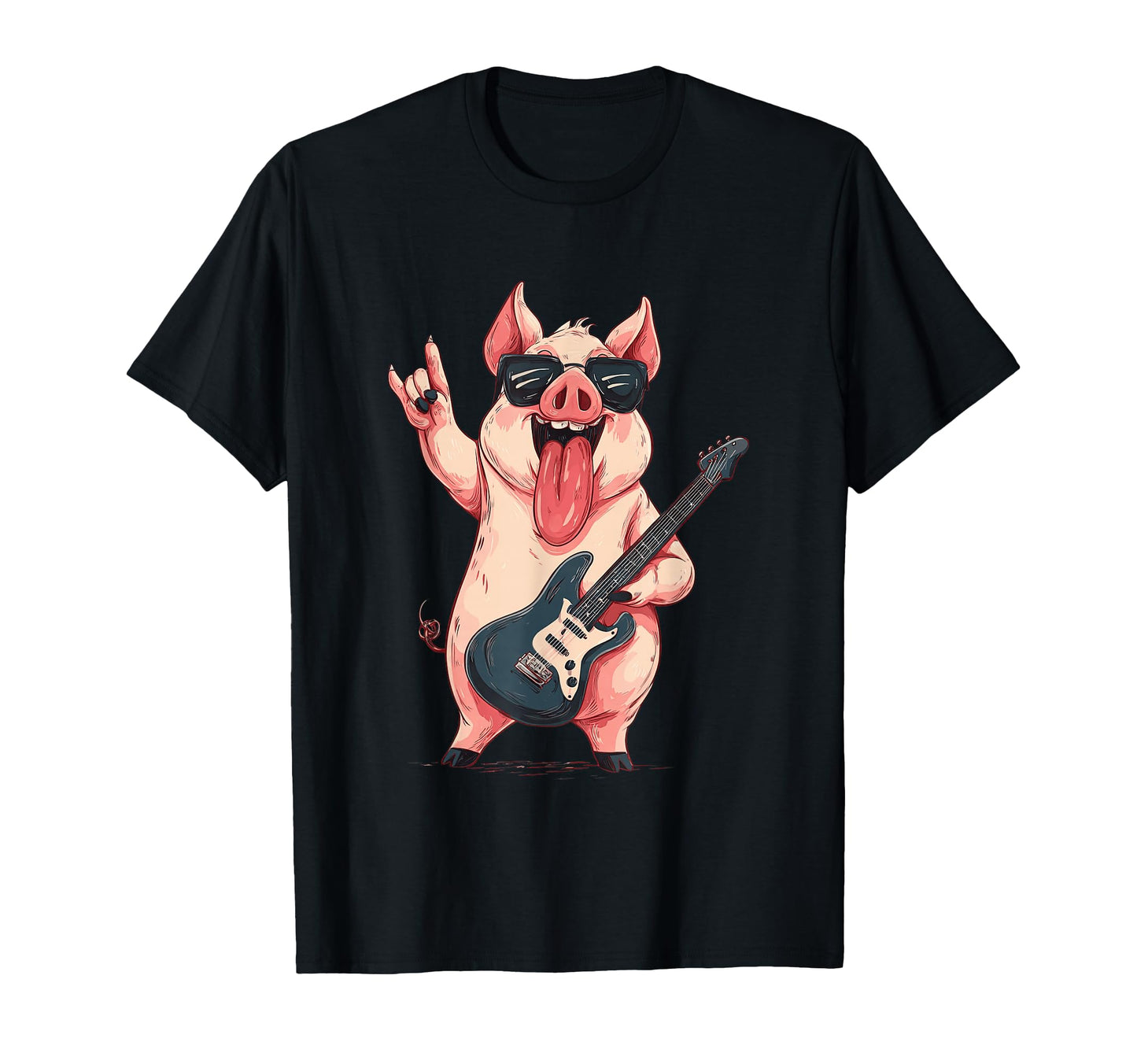 Rockstar Pig Sunglasses Electric T-Shirt - Custom Art Print Men Women - T-Shirt, Sweatshirt, Hoodie