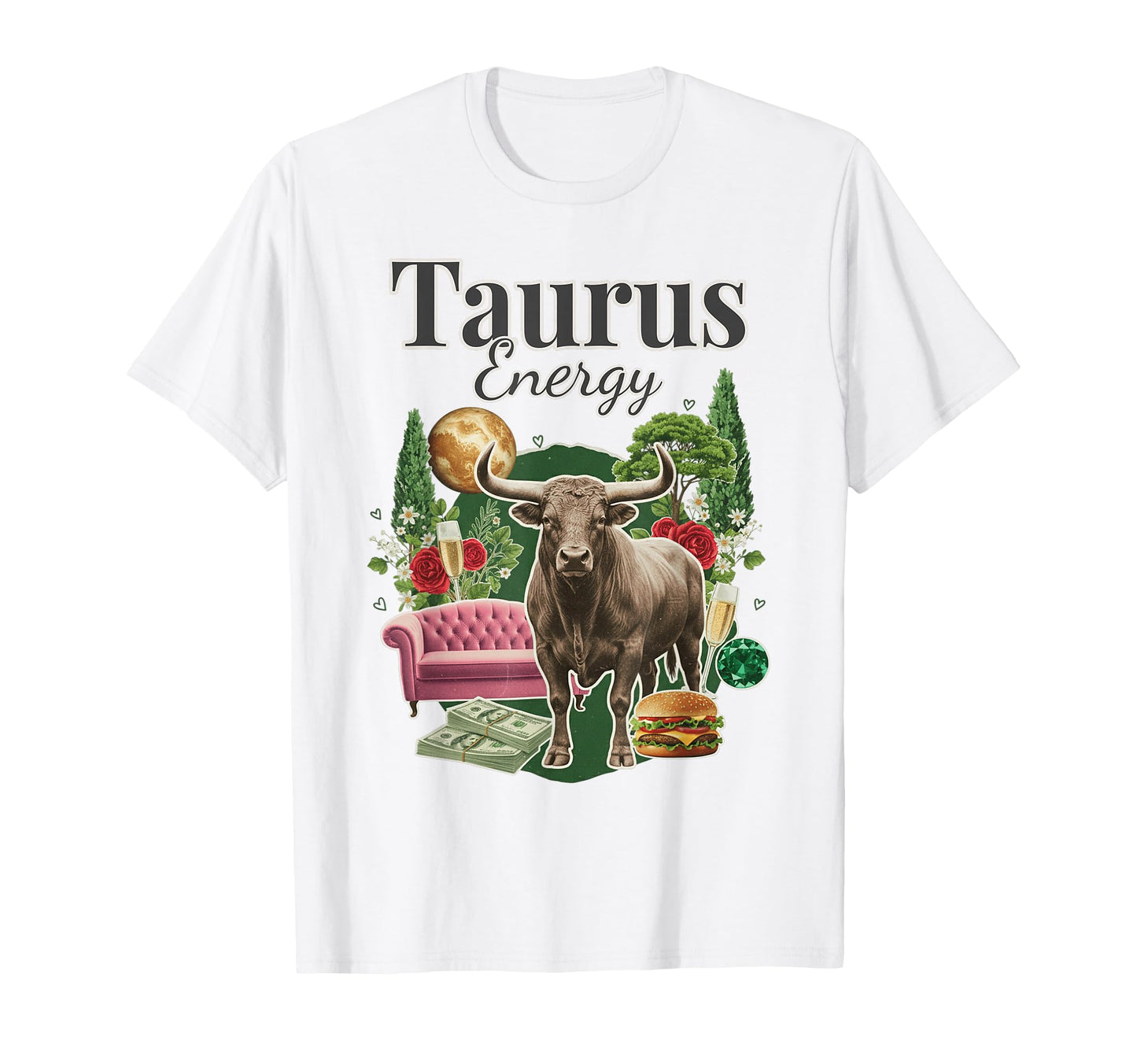 Taurus Energy Zodiac Birthday Y2K T-Shirt - Custom Art Print for Adults - T-Shirt, Sweatshirt, Hoodie