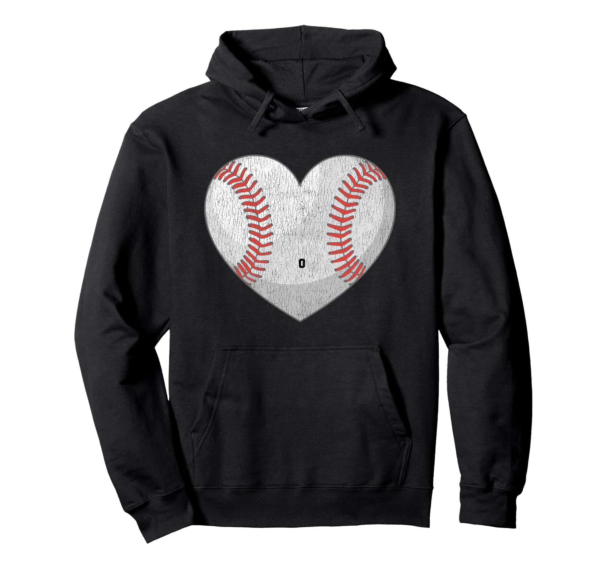 Baseball Number 0 Distressed Heart Baseball Hoodie - Graphic Print Unisex - T-Shirt, Sweatshirt, Hoodie