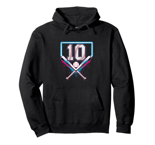 10Th Birthday Baseball Home Ice Cream Hoodie - Minimalist Print Men Women - T-Shirt, Sweatshirt, Hoodie