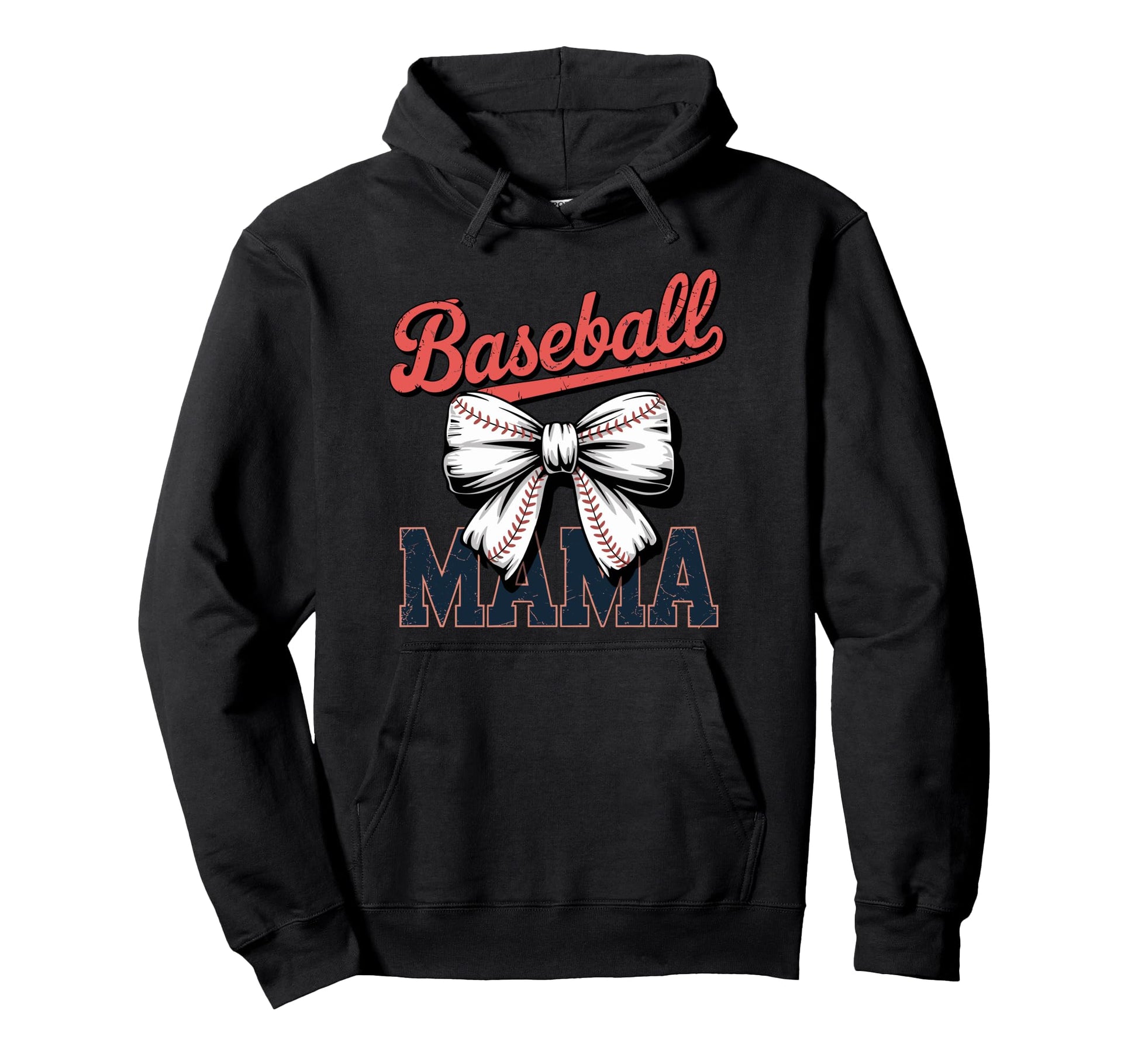 Coquette Bow Baseball Mama Sports Mom Hoodie - Streetwear Style Men Women - T-Shirt, Sweatshirt, Hoodie
