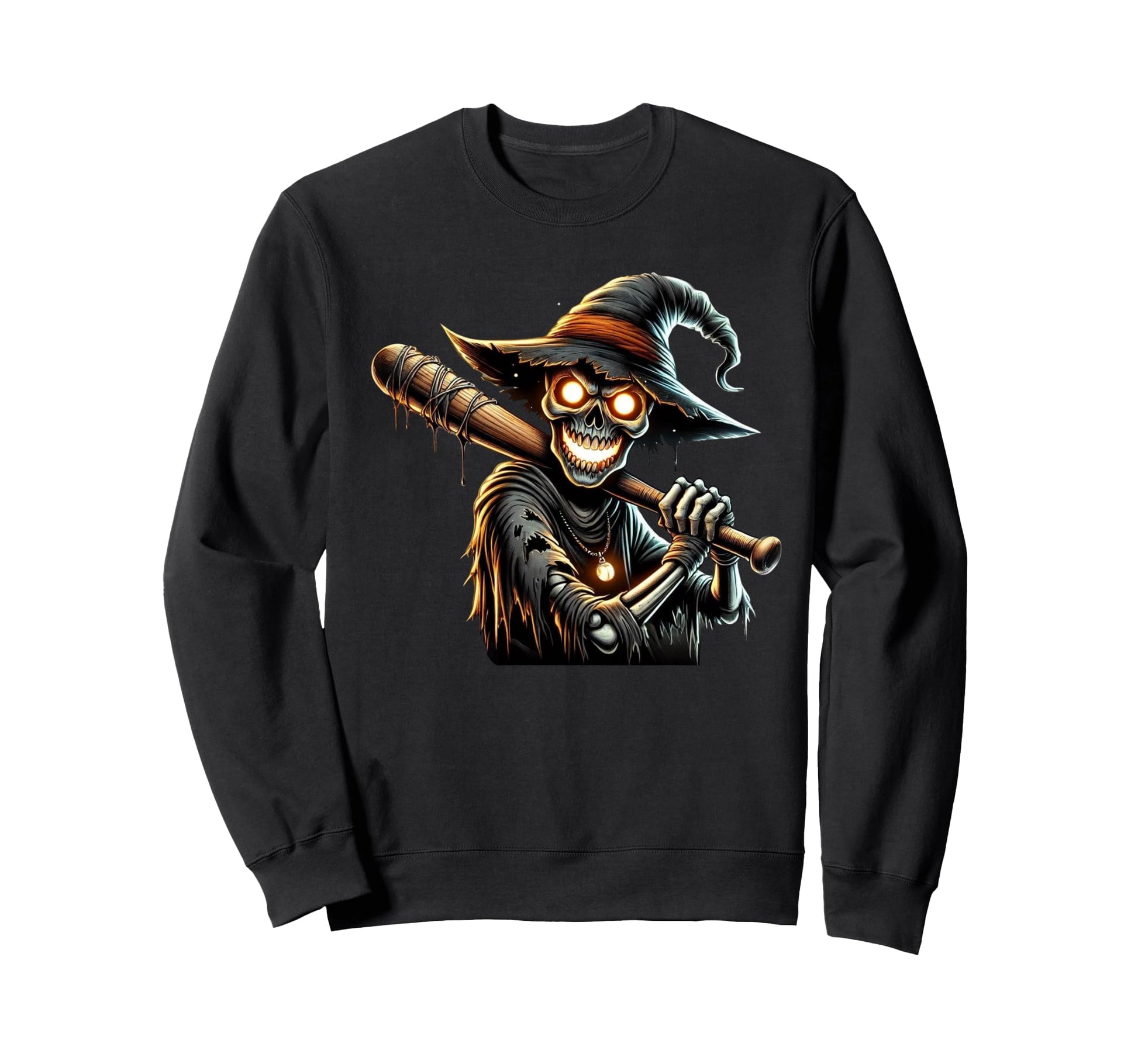Skeleton Witch Baseball Player Sweatshirt - Trendy Graphic Unisex - T-Shirt, Sweatshirt, Hoodie