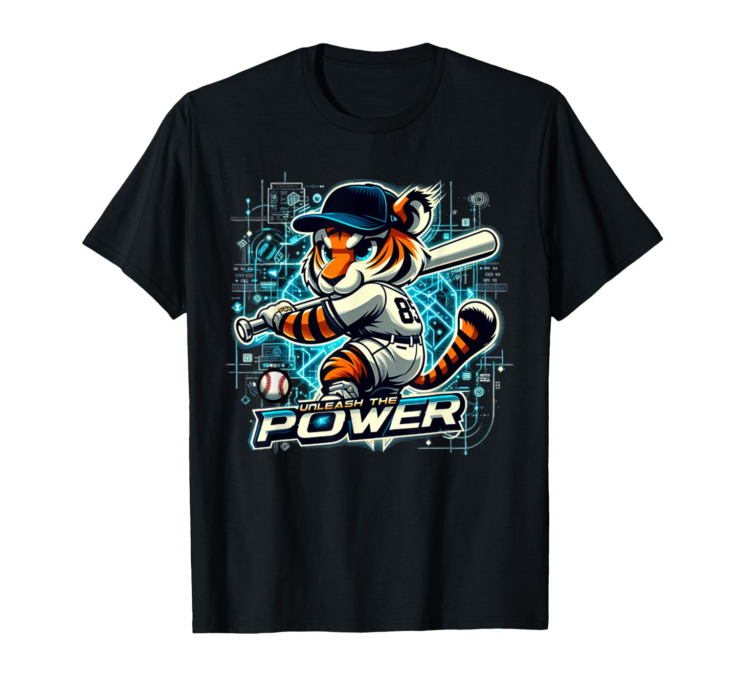 Funny Baseball Unleash Power Tiger T-Shirt - Minimalist Print for Adults - T-Shirt, Sweatshirt, Hoodie