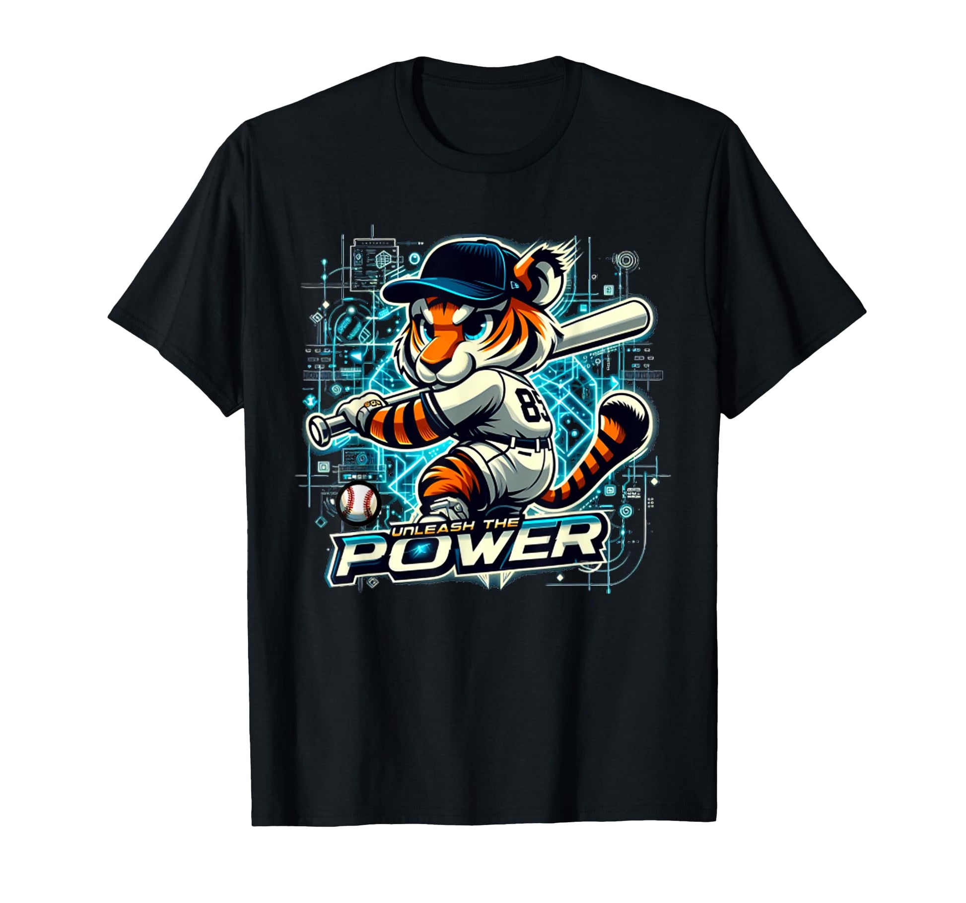 Funny Baseball Unleash Power Tiger T-Shirt - Minimalist Print for Adults - T-Shirt, Sweatshirt, Hoodie