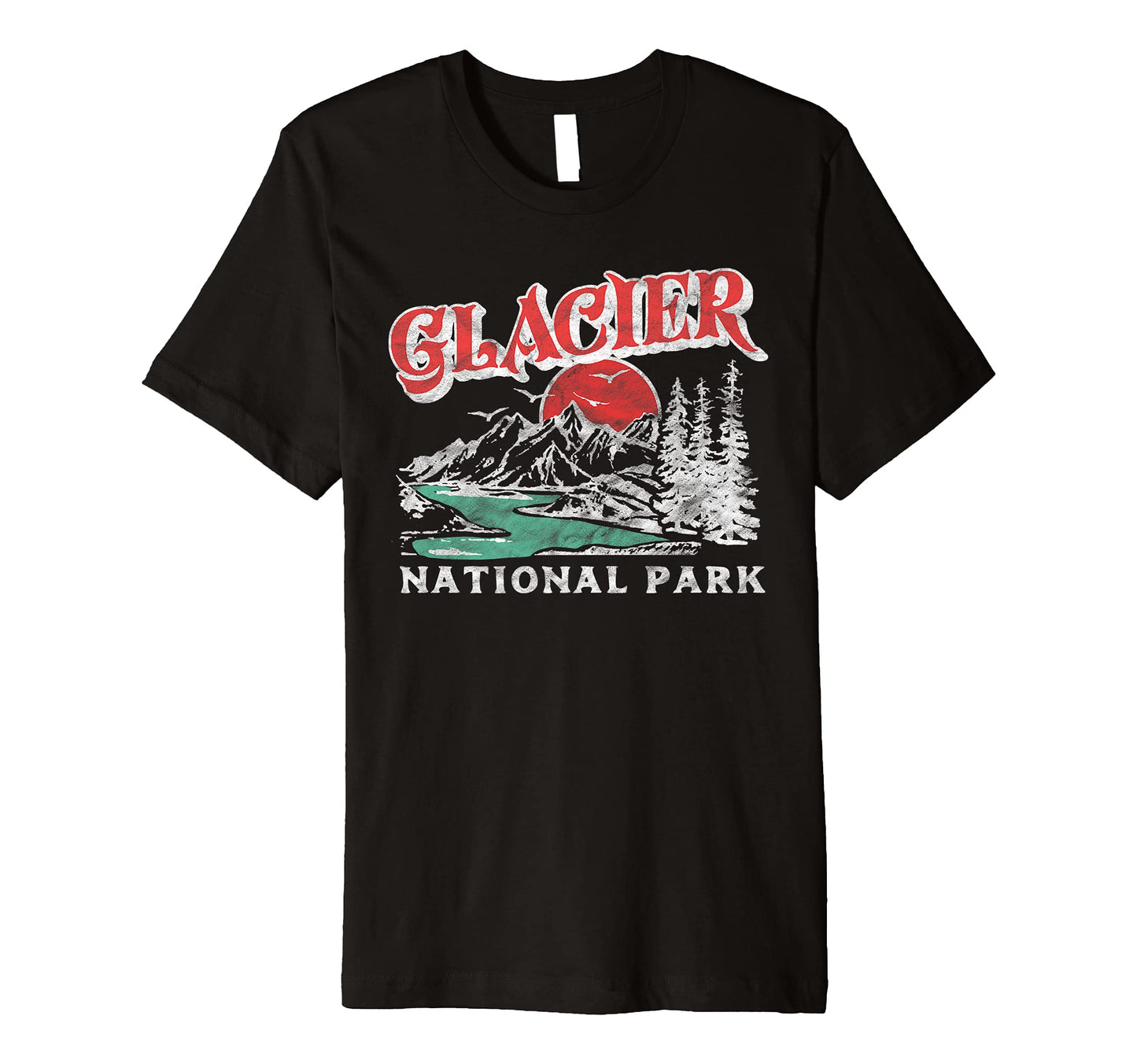 Glacier National Park 80S Mountains T-Shirt - Graphic Print Men Women - T-Shirt, Sweatshirt, Hoodie