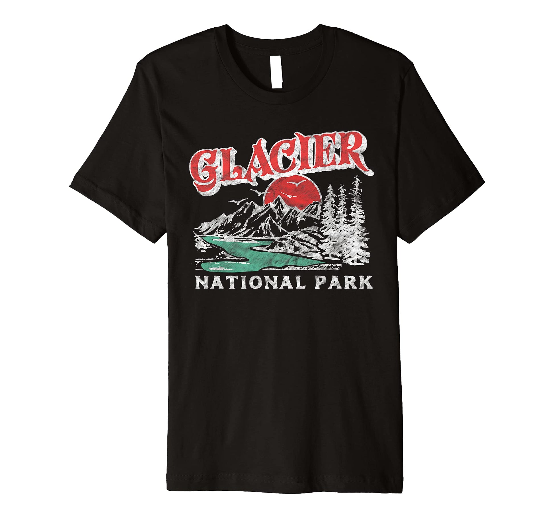 Glacier National Park 80S Mountains T-Shirt - Graphic Print Men Women - T-Shirt, Sweatshirt, Hoodie