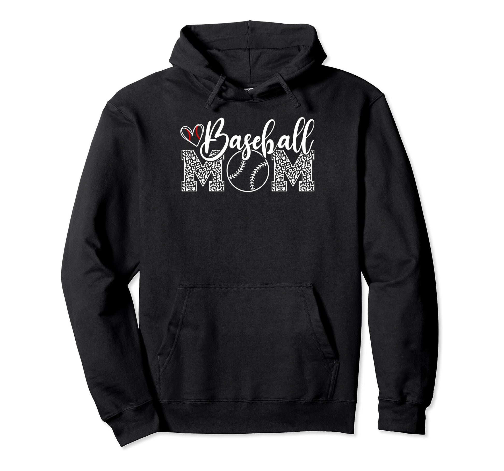 Baseball Mom Leopard Game Day Funny Hoodie - Minimalist Print Unisex - T-Shirt, Sweatshirt, Hoodie