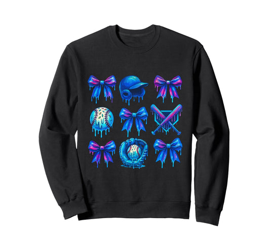 Baseball Drip Ice Cream Bow Sprinkle Sweatshirt - Trendy Graphic Unisex - T-Shirt, Sweatshirt, Hoodie