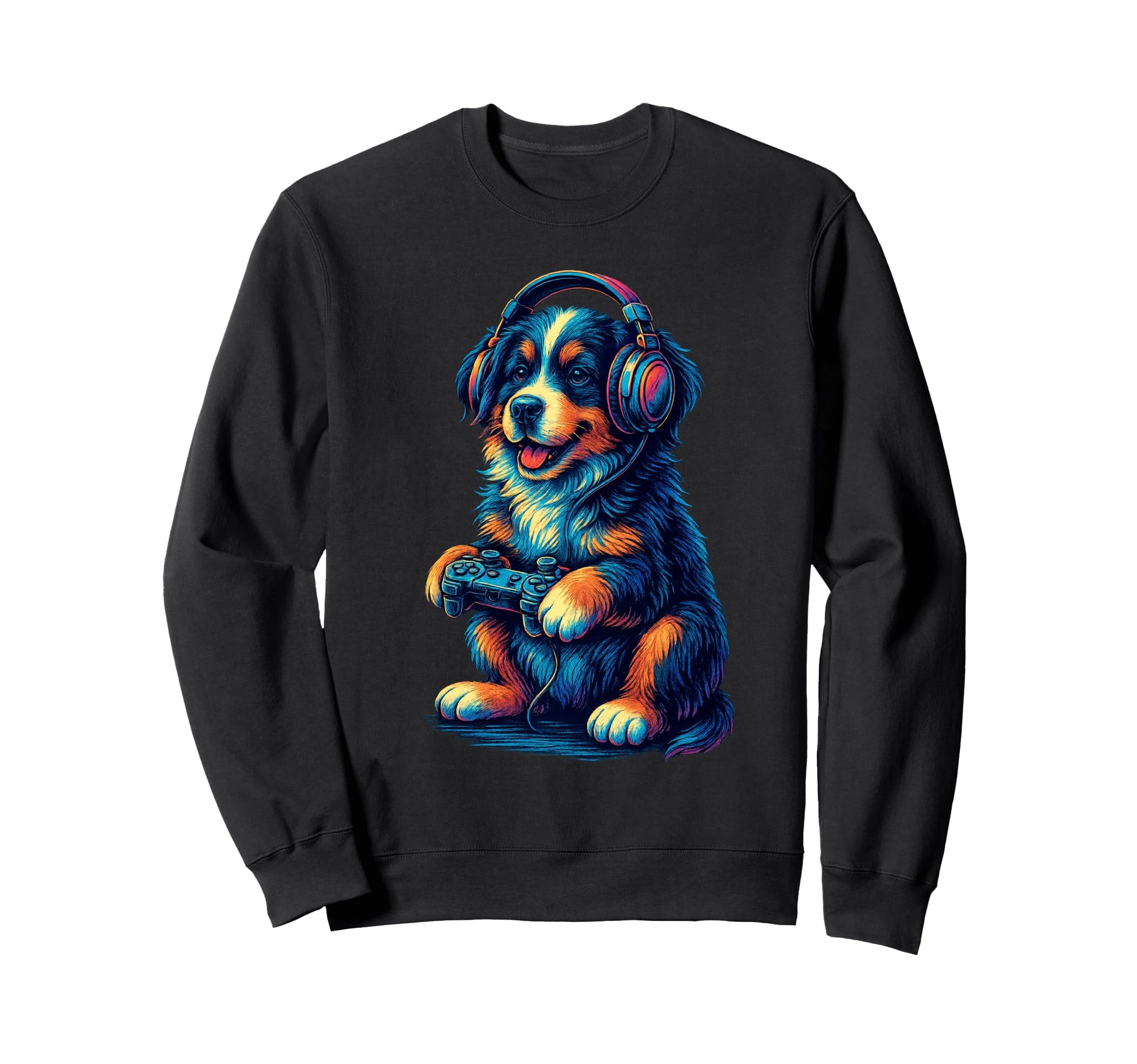 Bernese Mountain Dog Gamer Gaming Dog Sweatshirt - Trendy Graphic Unisex - T-Shirt, Sweatshirt, Hoodie