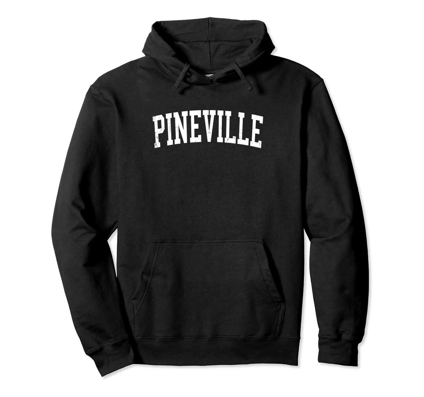 Pineville La Distressed White Varsity Hoodie - Minimalist Print Unisex - T-Shirt, Sweatshirt, Hoodie