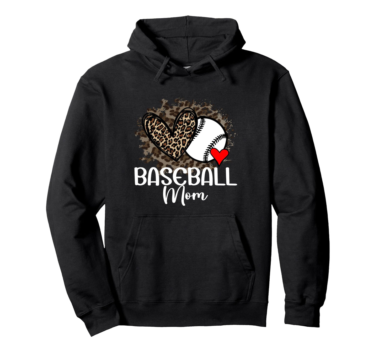 Baseball Mom Funny Leopard Heart Proud Hoodie - Minimalist Print Men Women - T-Shirt, Sweatshirt, Hoodie