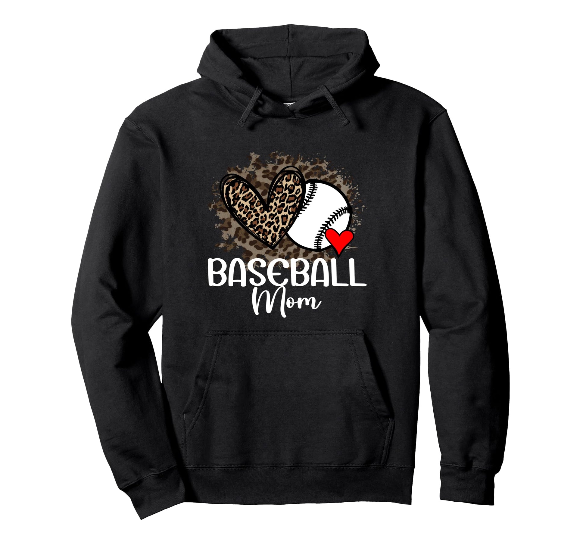 Baseball Mom Funny Leopard Heart Proud Hoodie - Minimalist Print Men Women - T-Shirt, Sweatshirt, Hoodie
