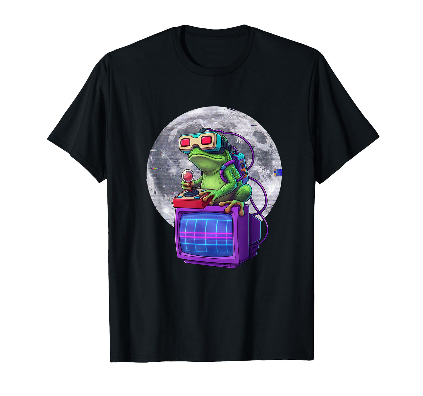 Vr Frog 80S Gamer Moon Aesthetic T-Shirt - Trendy Graphic Unisex - T-Shirt, Sweatshirt, Hoodie