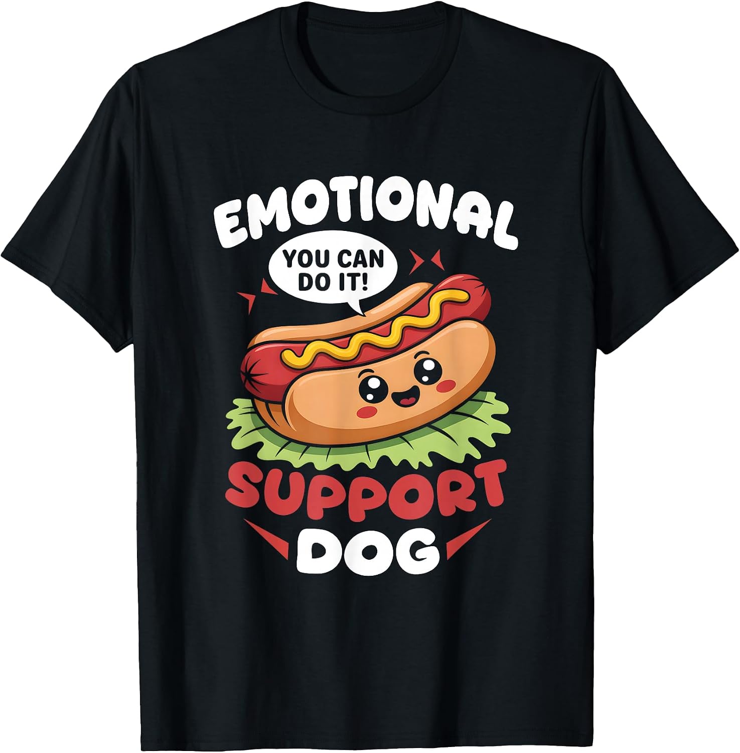 Emotional-Support Dog Hot Kawai Motivational - Adult & Kids T-Shirts, Sweatshirts & Hoodies apparel design preview 1