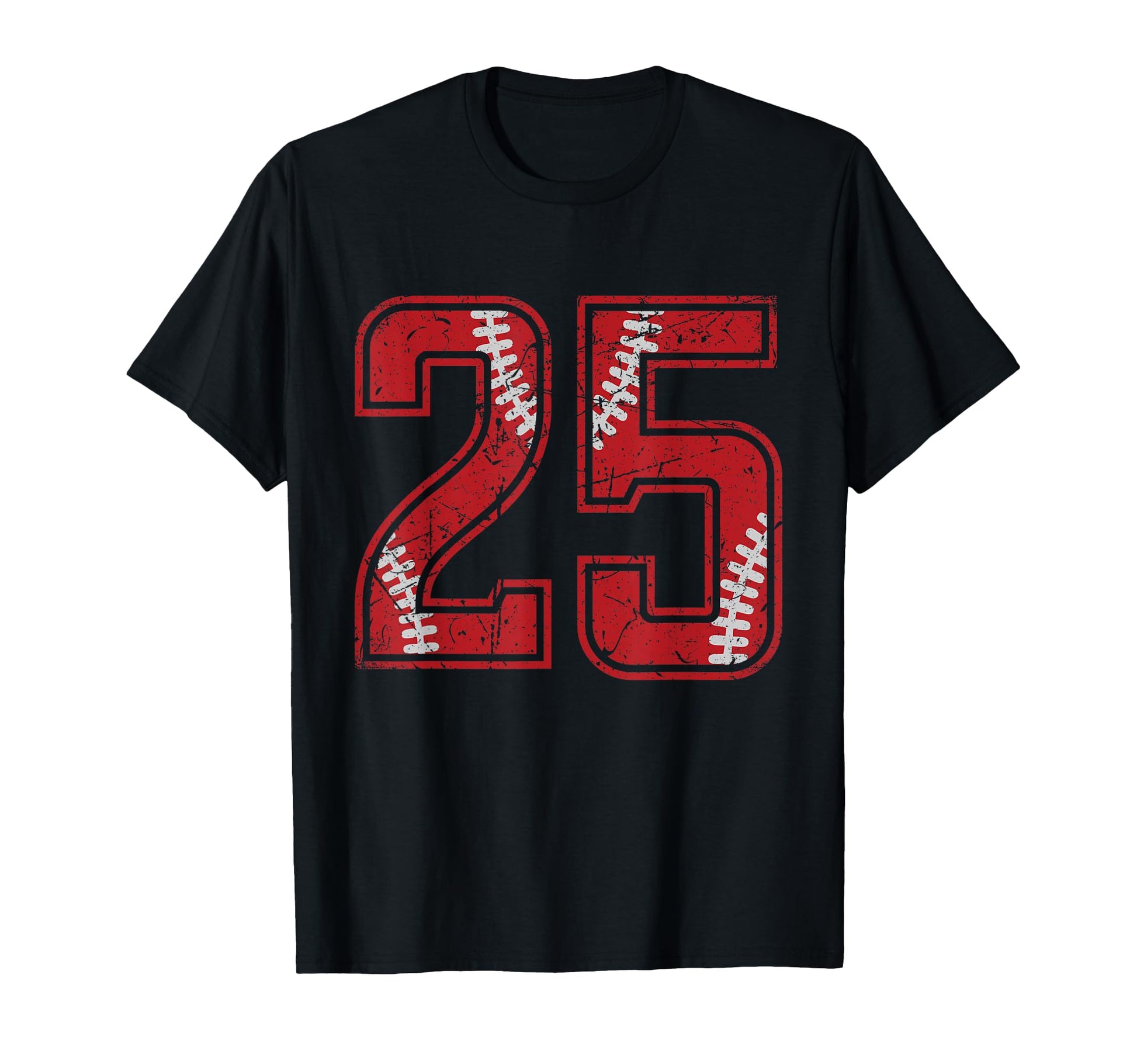 Number 25 Distressed Baseball Jersey T-Shirt - Novelty Apparel for Adults - T-Shirt, Sweatshirt, Hoodie