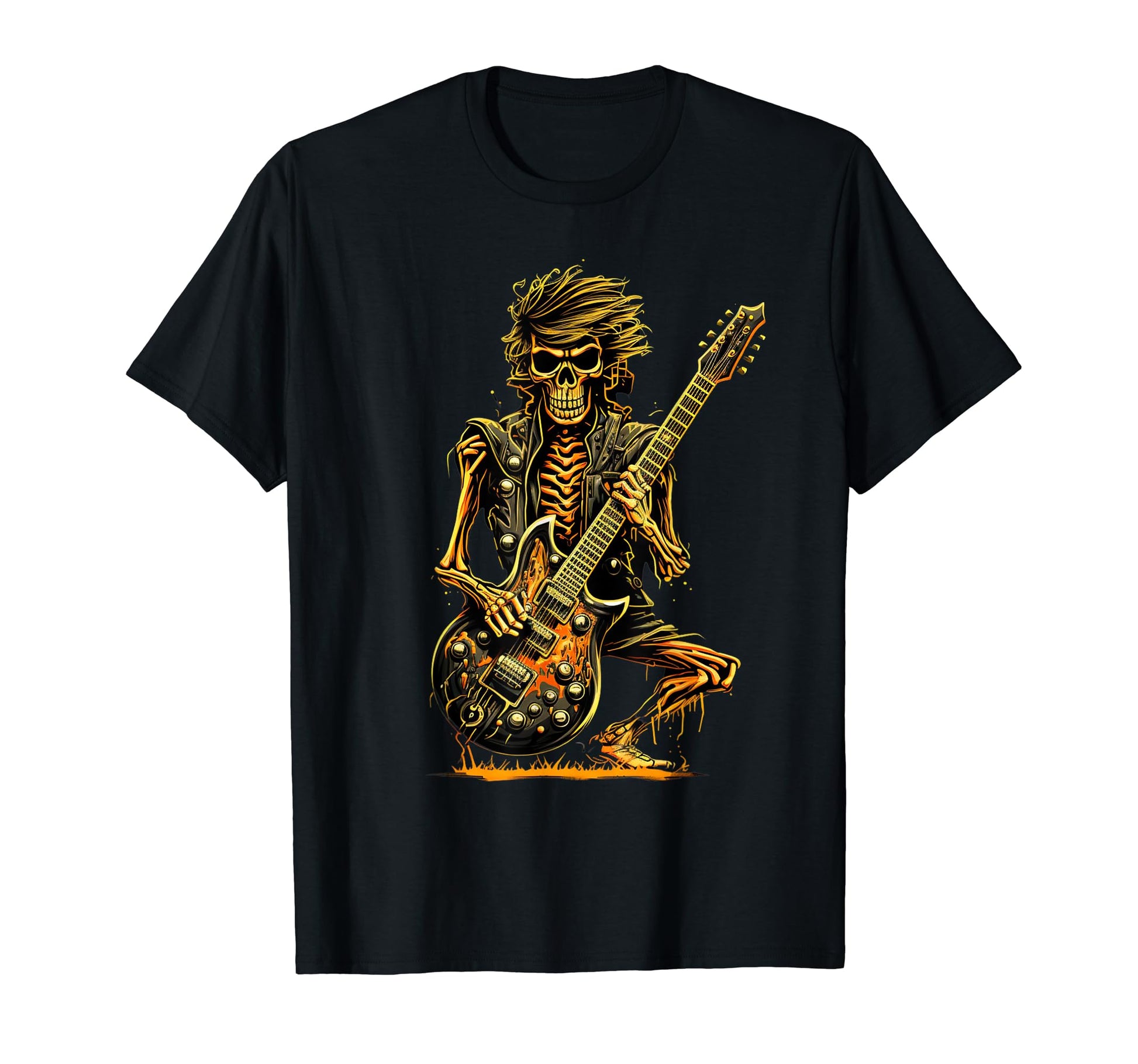 Rock Guitar Neck Rock Roll Skeleton T-Shirt - Trendy Graphic Men Women - T-Shirt, Sweatshirt, Hoodie