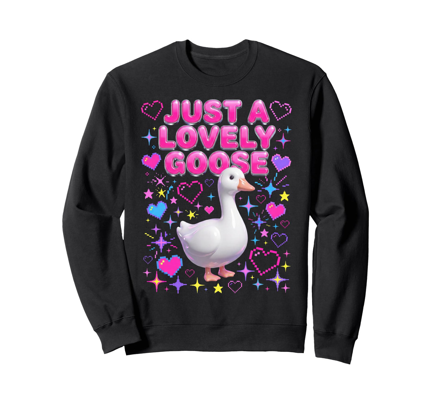 Just Lovely Goose Y2K Valentines Day Sweatshirt - Custom Art Print Unisex - T-Shirt, Sweatshirt, Hoodie