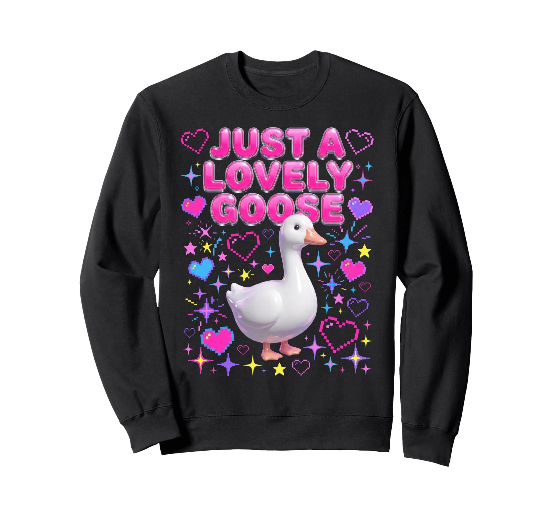 Just Lovely Goose Y2K Valentines Day Sweatshirt - Custom Art Print Unisex - T-Shirt, Sweatshirt, Hoodie