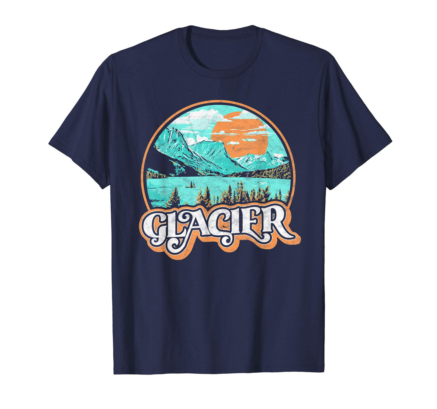 Glacier National Park Distressed T-Shirt - Fun Novelty Design for Adults - T-Shirt, Sweatshirt, Hoodie