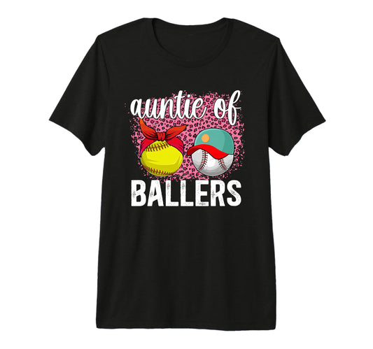 Auntie Ballers Leopard Softball T-Shirt - Unique Graphic for Adults - T-Shirt, Sweatshirt, Hoodie