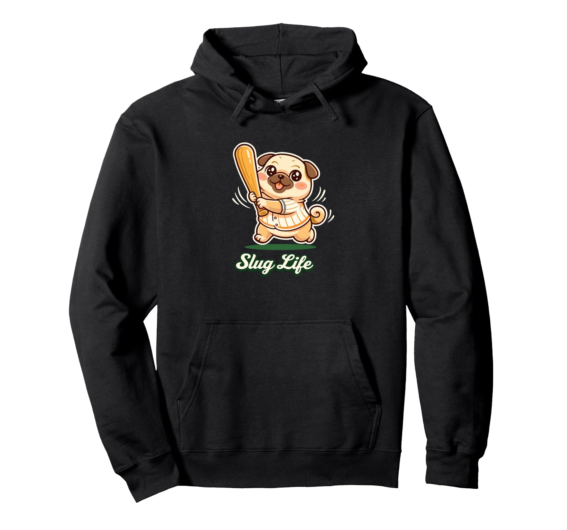 Slug Life Pug Baseball Batter Hoodie - Casual Everyday Wear for Adults - T-Shirt, Sweatshirt, Hoodie