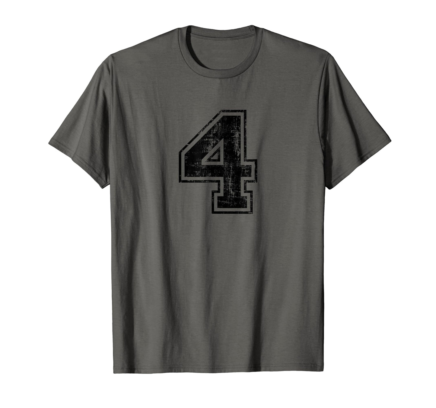 Number 4 Four Varsity Distressed T-Shirt - Minimalist Print Men Women - T-Shirt, Sweatshirt, Hoodie