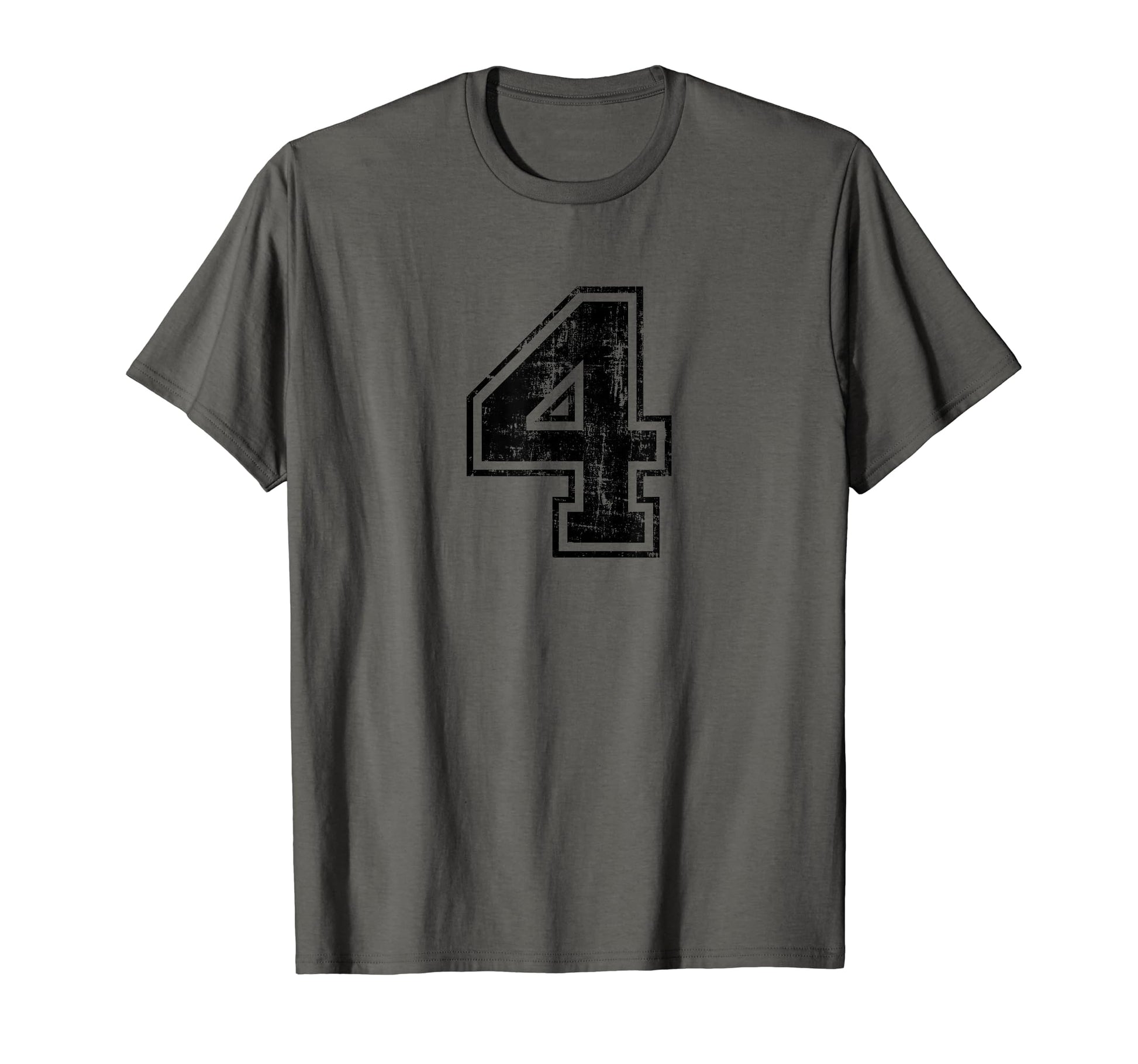 Number 4 Four Varsity Distressed T-Shirt - Minimalist Print Men Women - T-Shirt, Sweatshirt, Hoodie