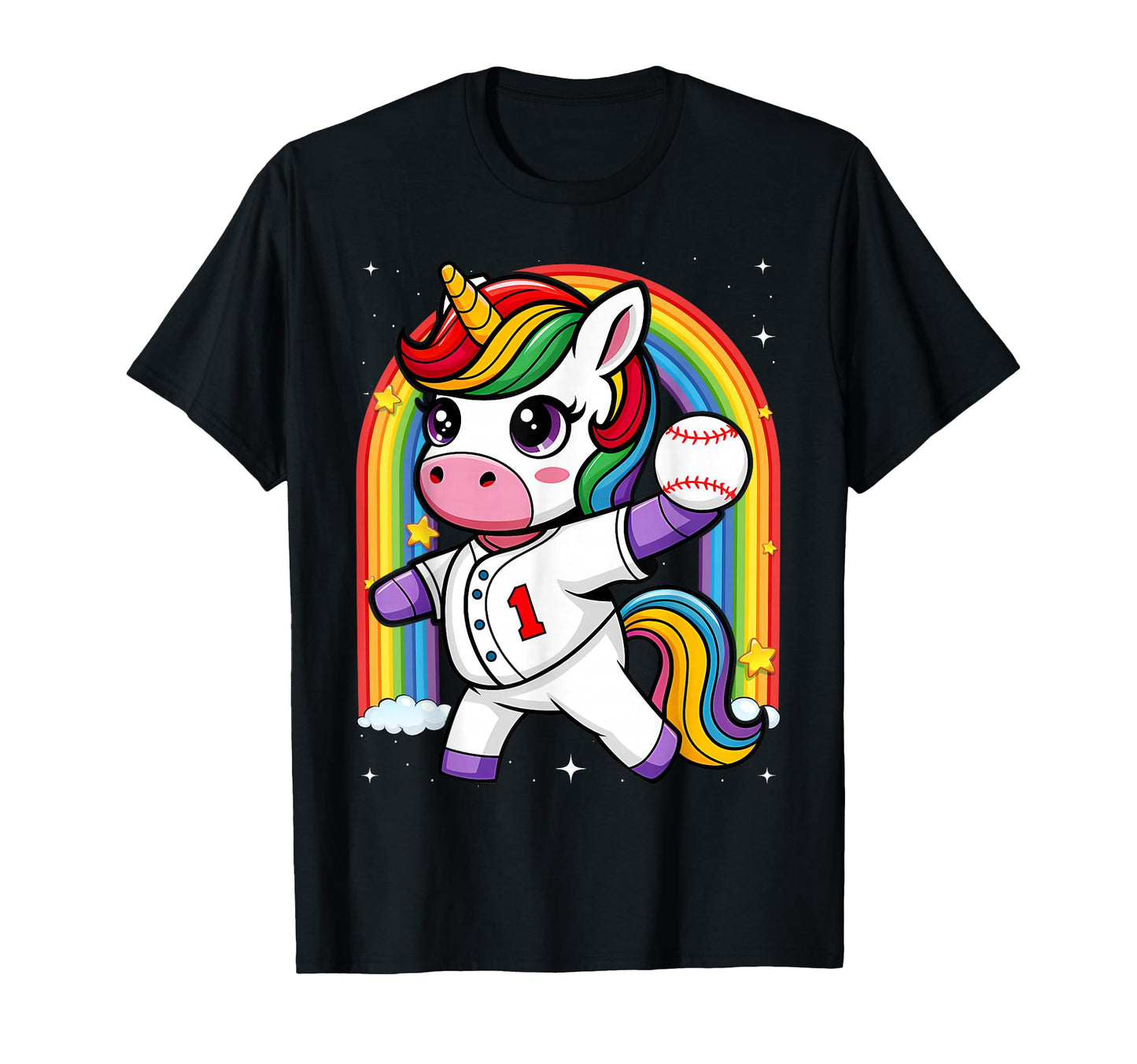 Unicorn Baseball Rainbow Baseball T-Shirt - Fun Novelty Design Unisex - T-Shirt, Sweatshirt, Hoodie