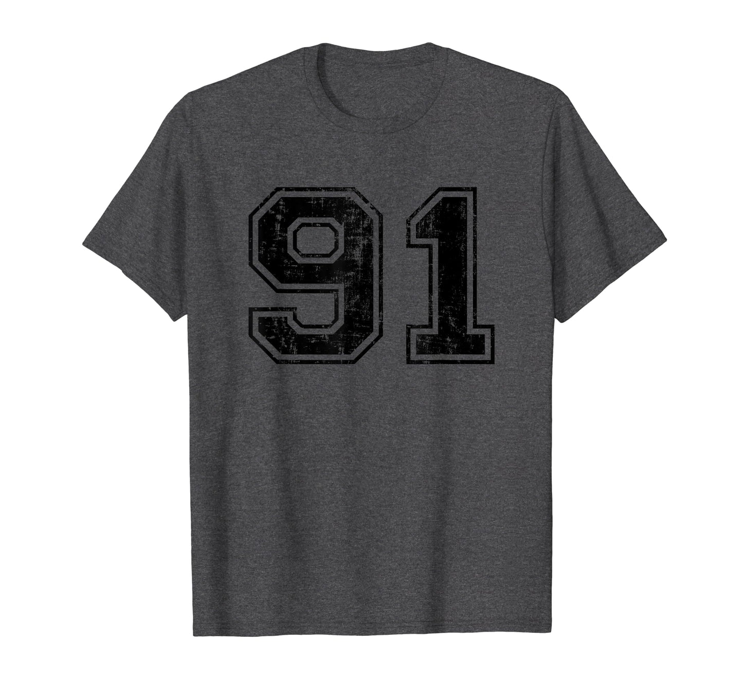 Number 91 Varsity Distressed Sport Team T-Shirt - Streetwear Style Unisex - T-Shirt, Sweatshirt, Hoodie
