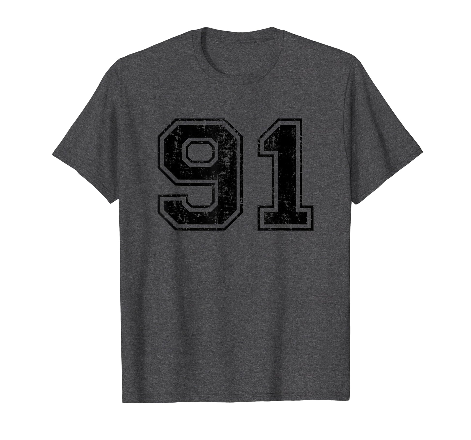 Number 91 Varsity Distressed Sport Team T-Shirt - Streetwear Style Unisex - T-Shirt, Sweatshirt, Hoodie