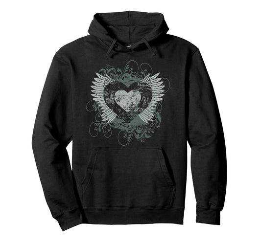 Aesthetic Y2K Fairy Wings Heart Alt Hoodie - Unique Graphic Men Women - T-Shirt, Sweatshirt, Hoodie