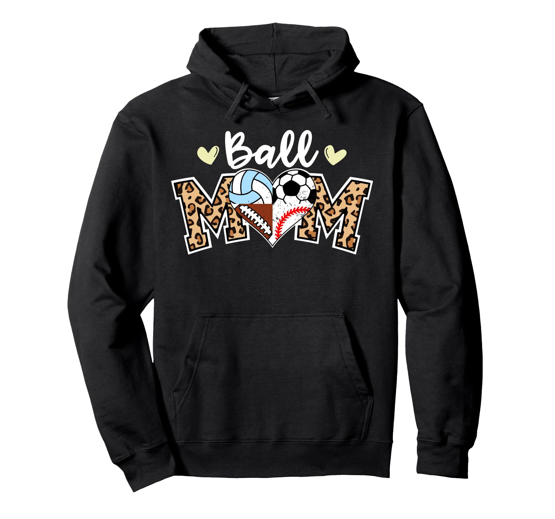 Ball Mom Leopard Soccer Football Baseball Hoodie - Streetwear Style Unisex - T-Shirt, Sweatshirt, Hoodie