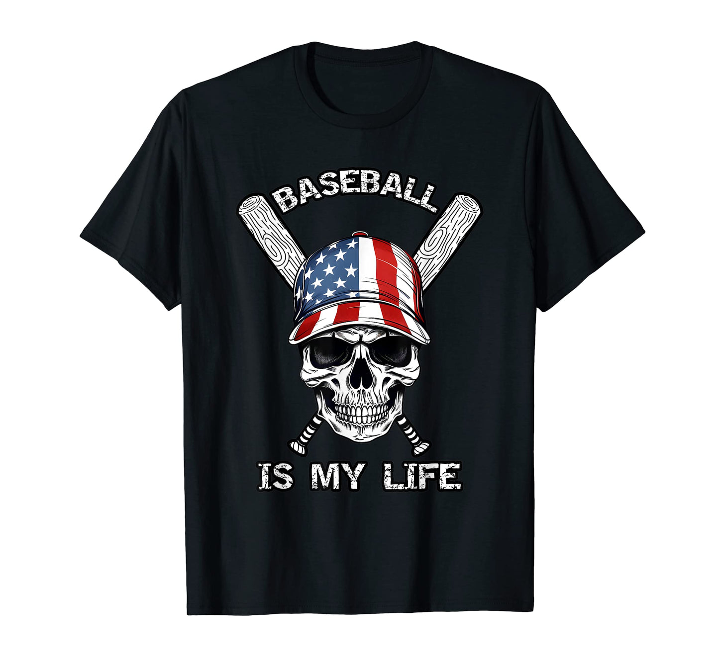 Baseball Is My Life Funny Skull T-Shirt - Graphic Print for Adults - T-Shirt, Sweatshirt, Hoodie